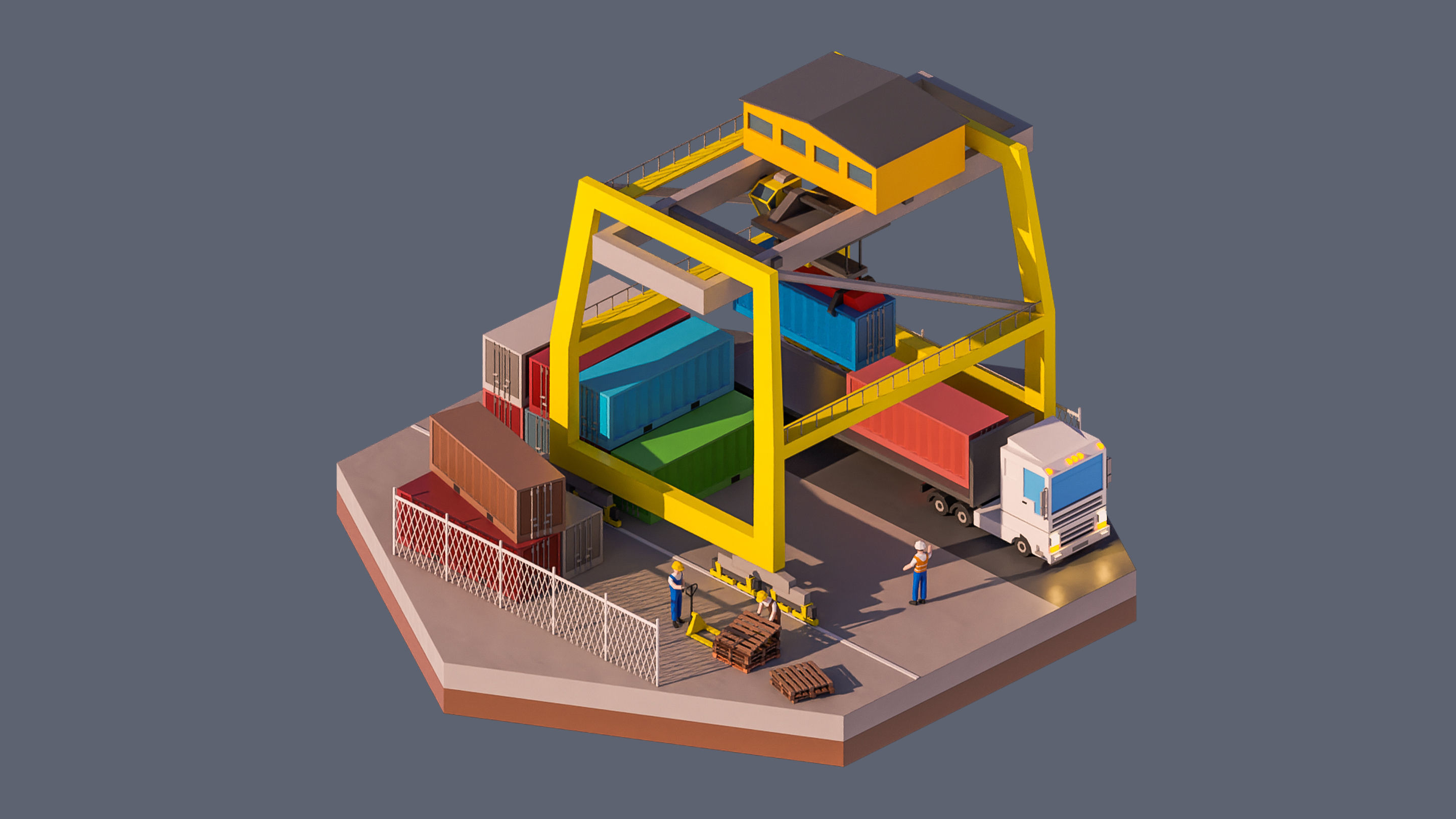 Worlds Hexagon Low-poly 3D model_46