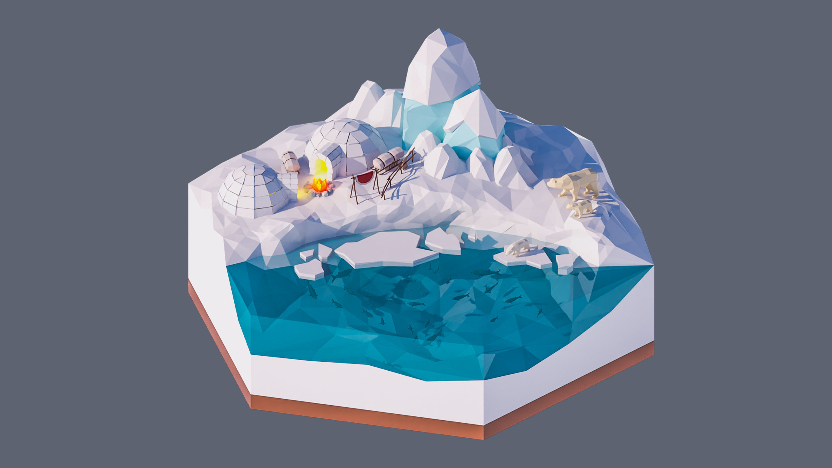 Worlds Hexagon Low-poly 3D model_59