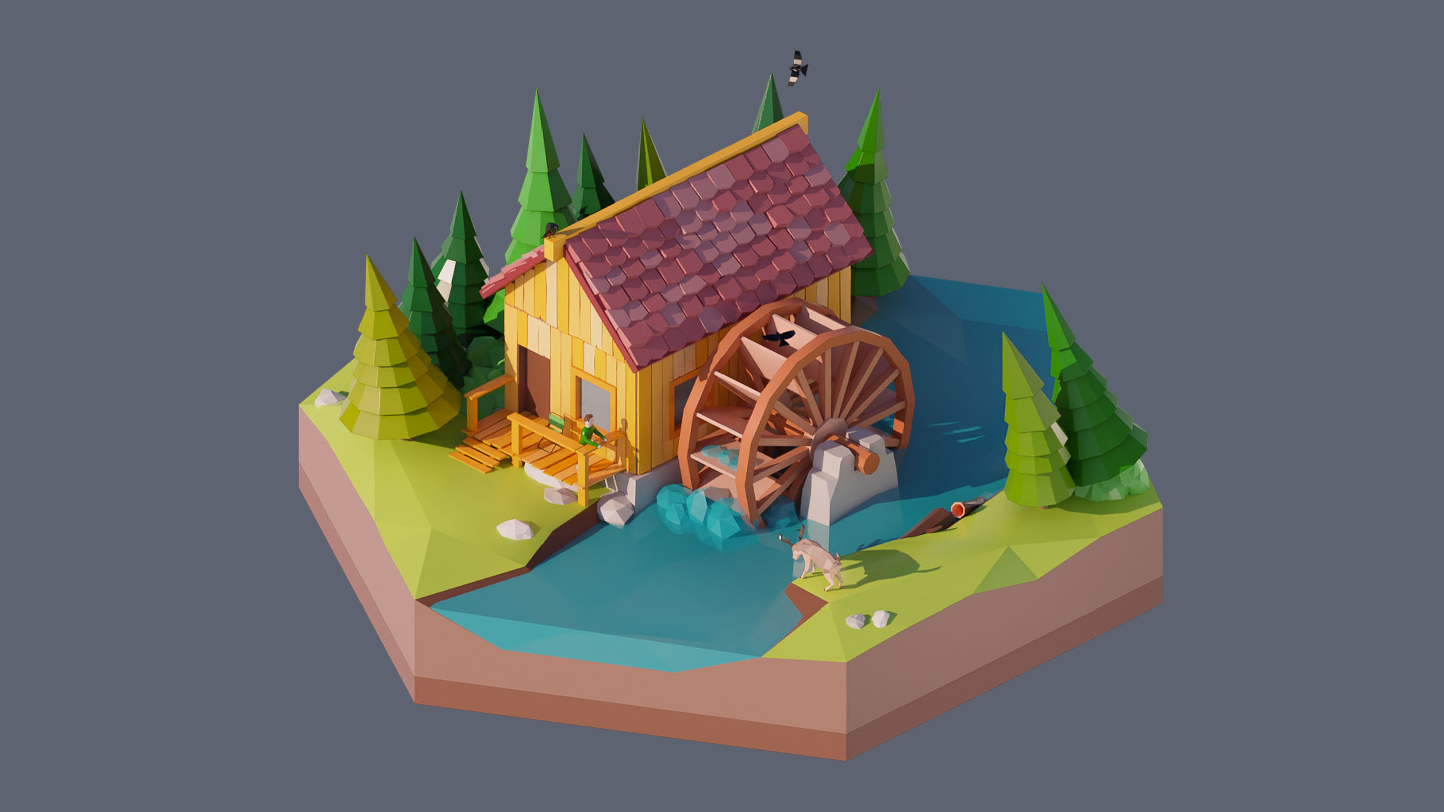 Worlds Hexagon Low-poly 3D model_18