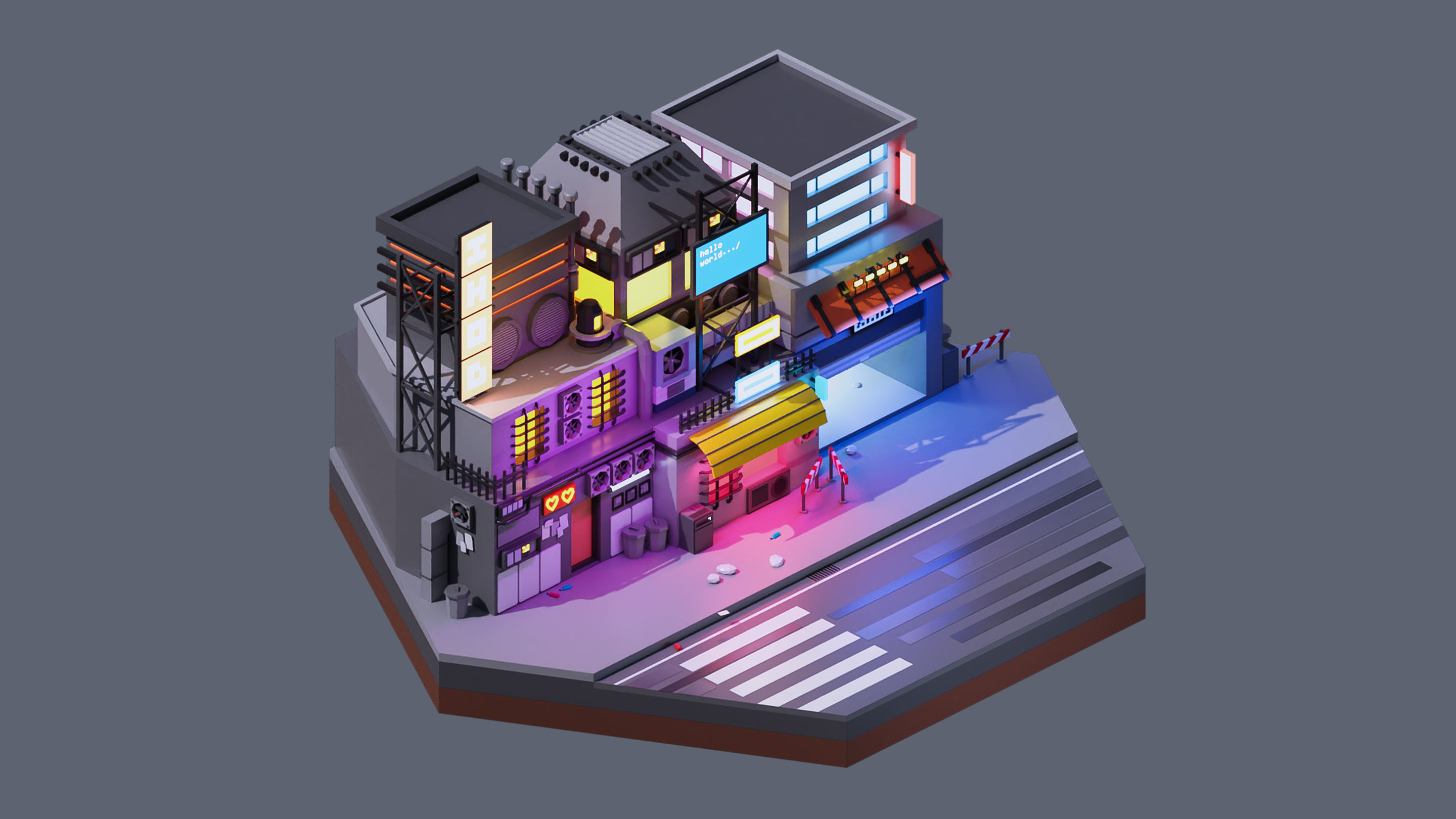 Worlds Hexagon Low-poly 3D model_11