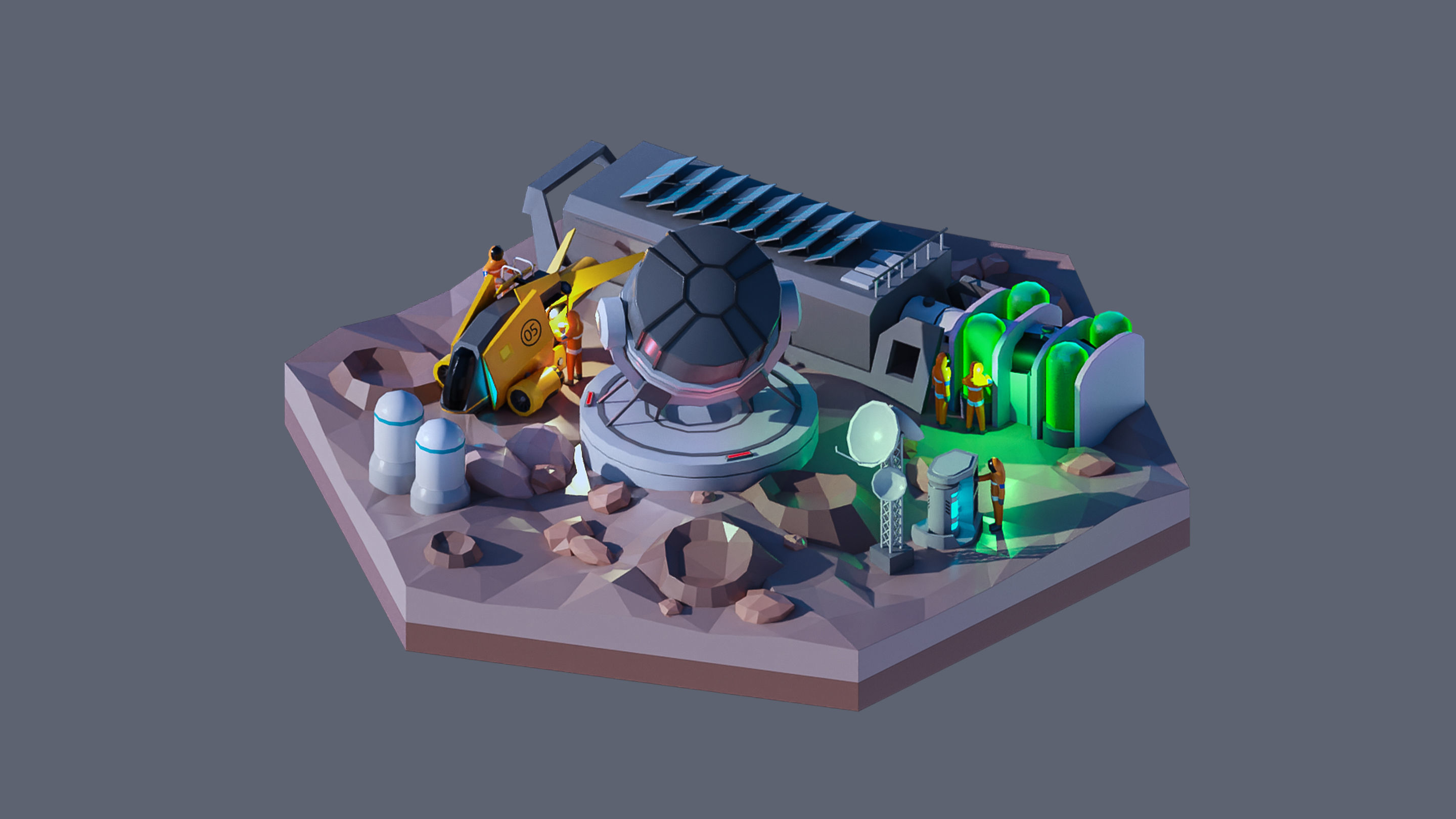 Worlds Hexagon Low-poly 3D model_44