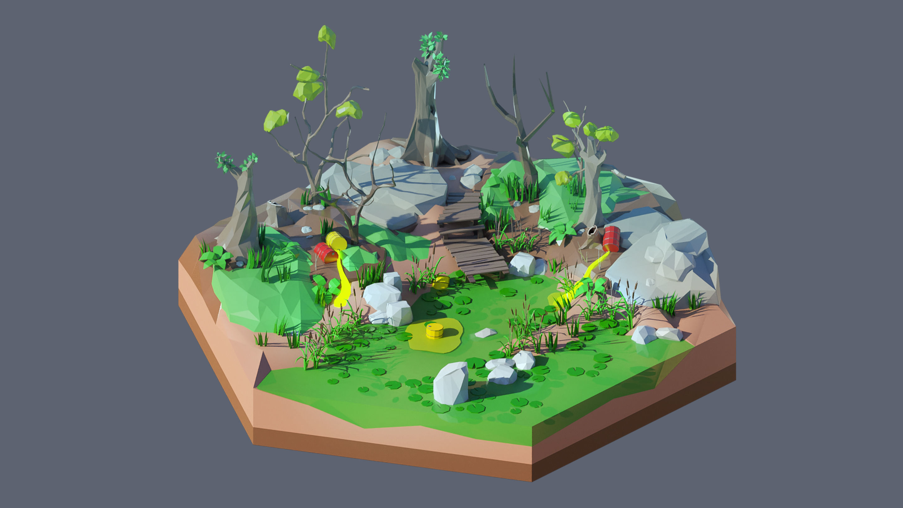 Worlds Hexagon Low-poly 3D model_26