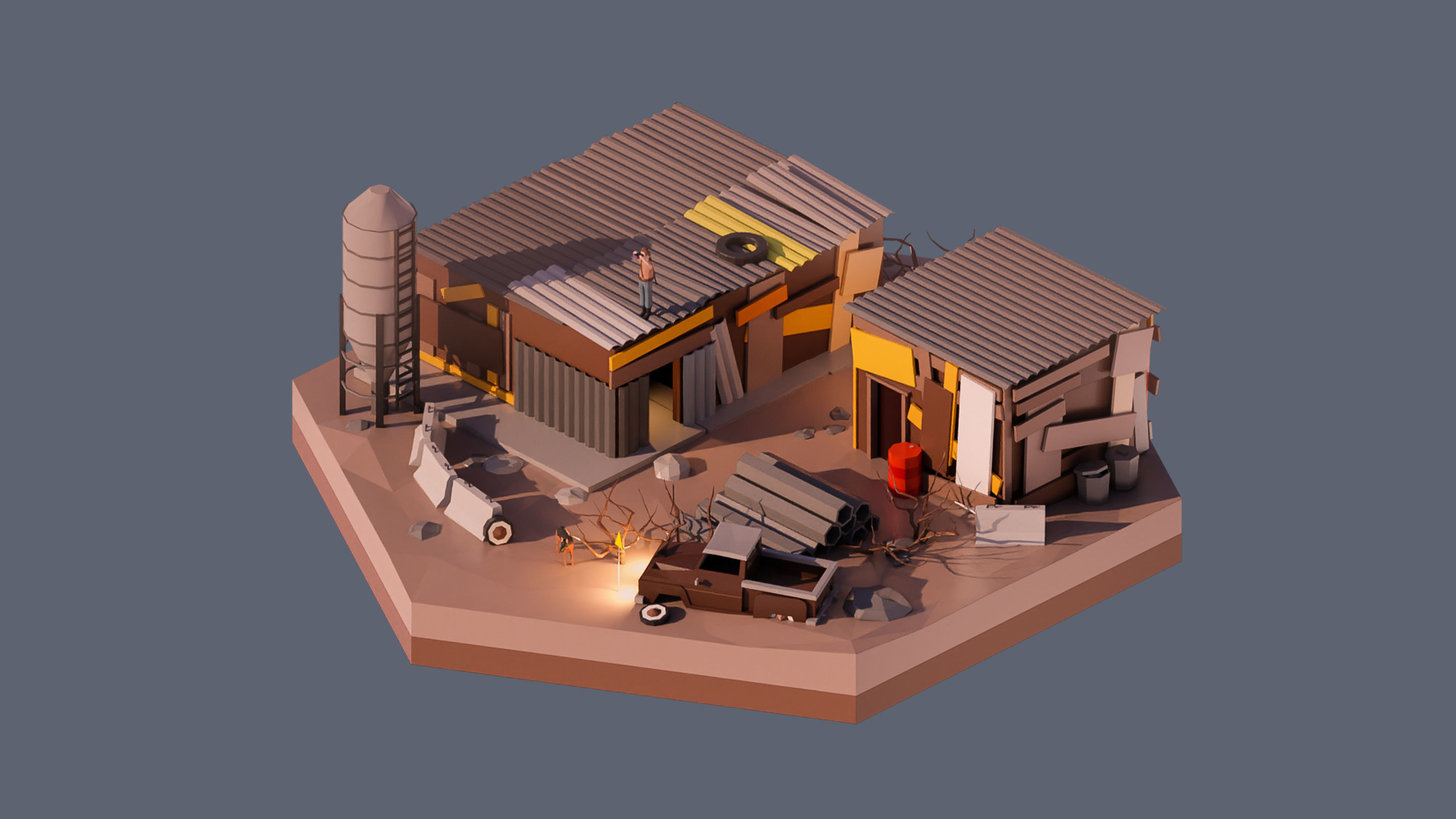 Worlds Hexagon Low-poly 3D model_21