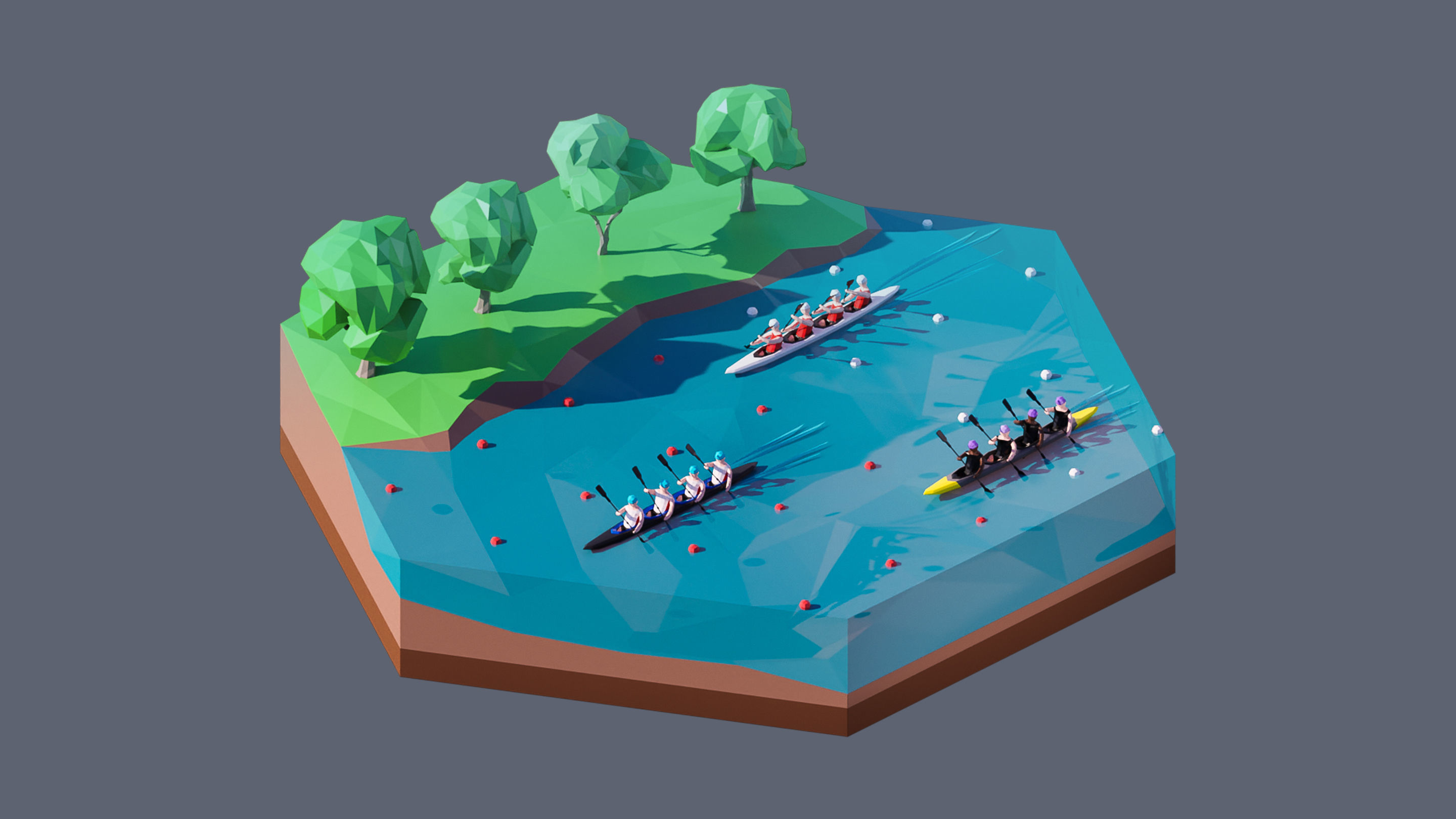 Worlds Hexagon Low-poly 3D model_29