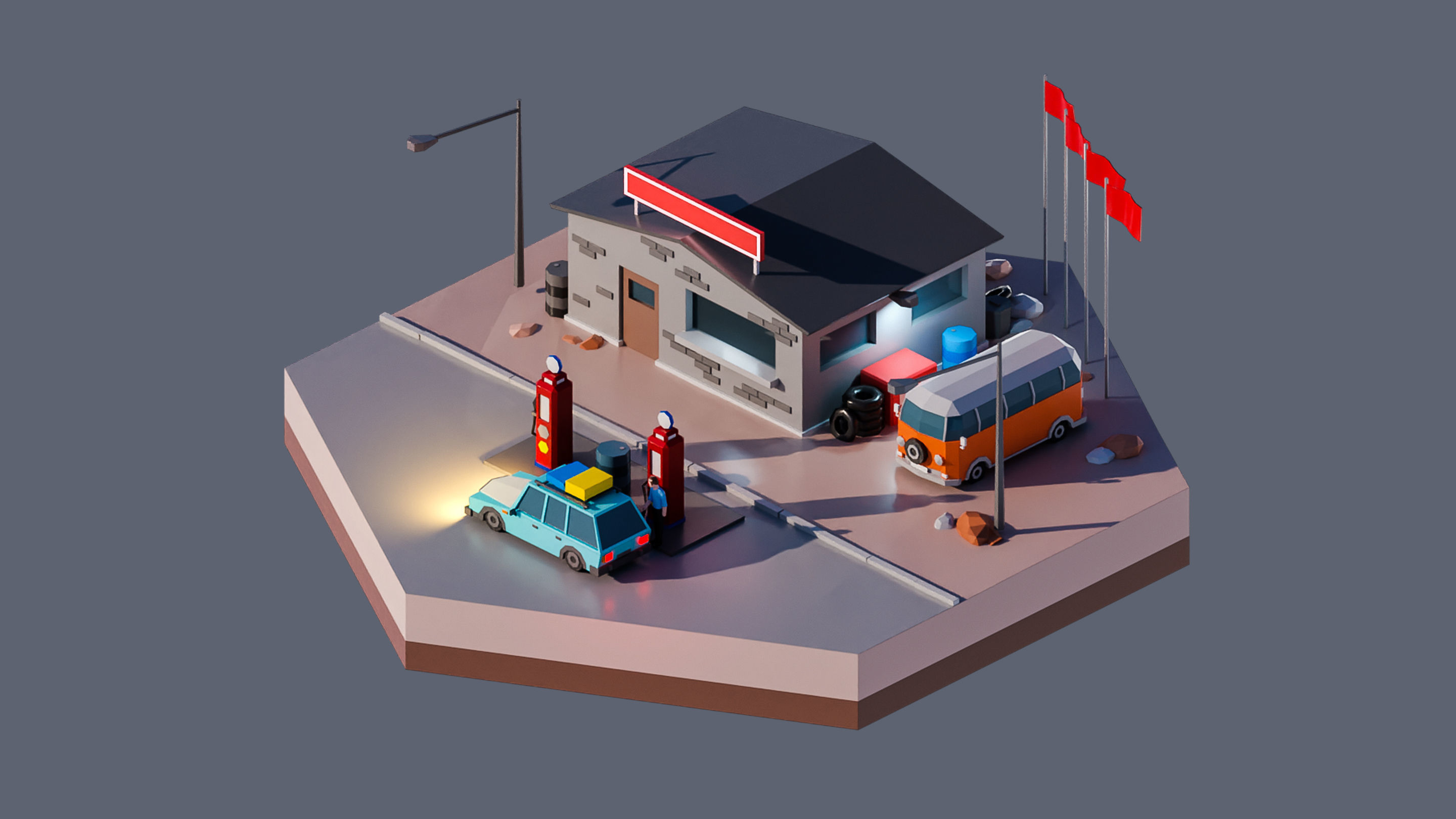 Worlds Hexagon Low-poly 3D model_30