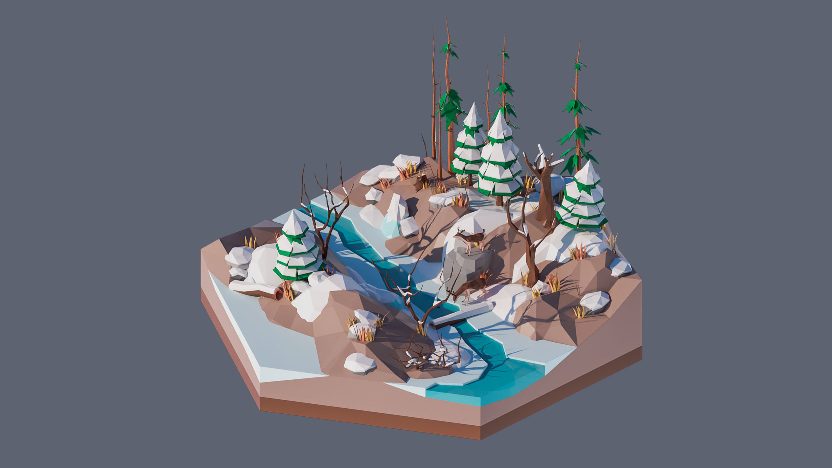 Worlds Hexagon Low-poly 3D model_64