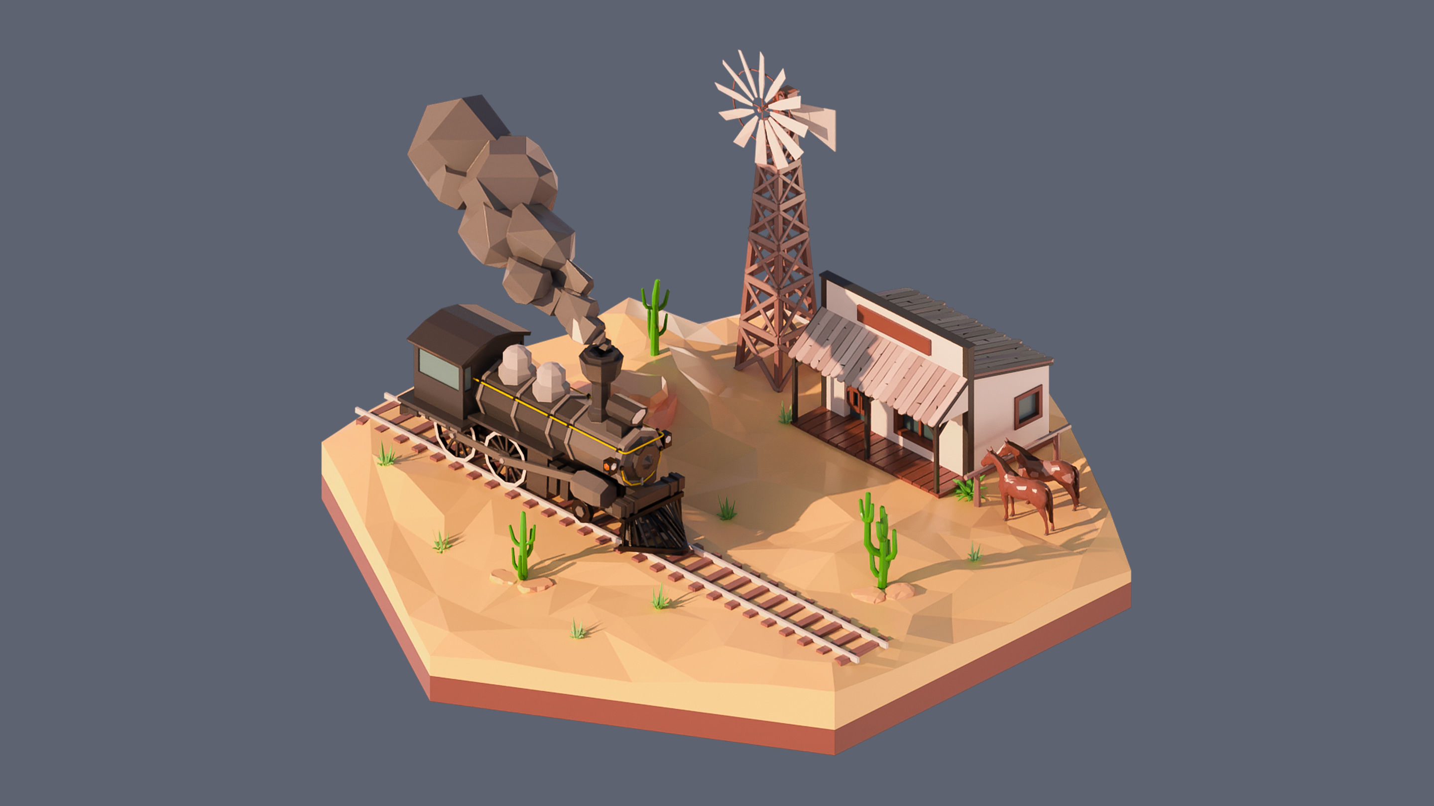 Worlds Hexagon Low-poly 3D model_17