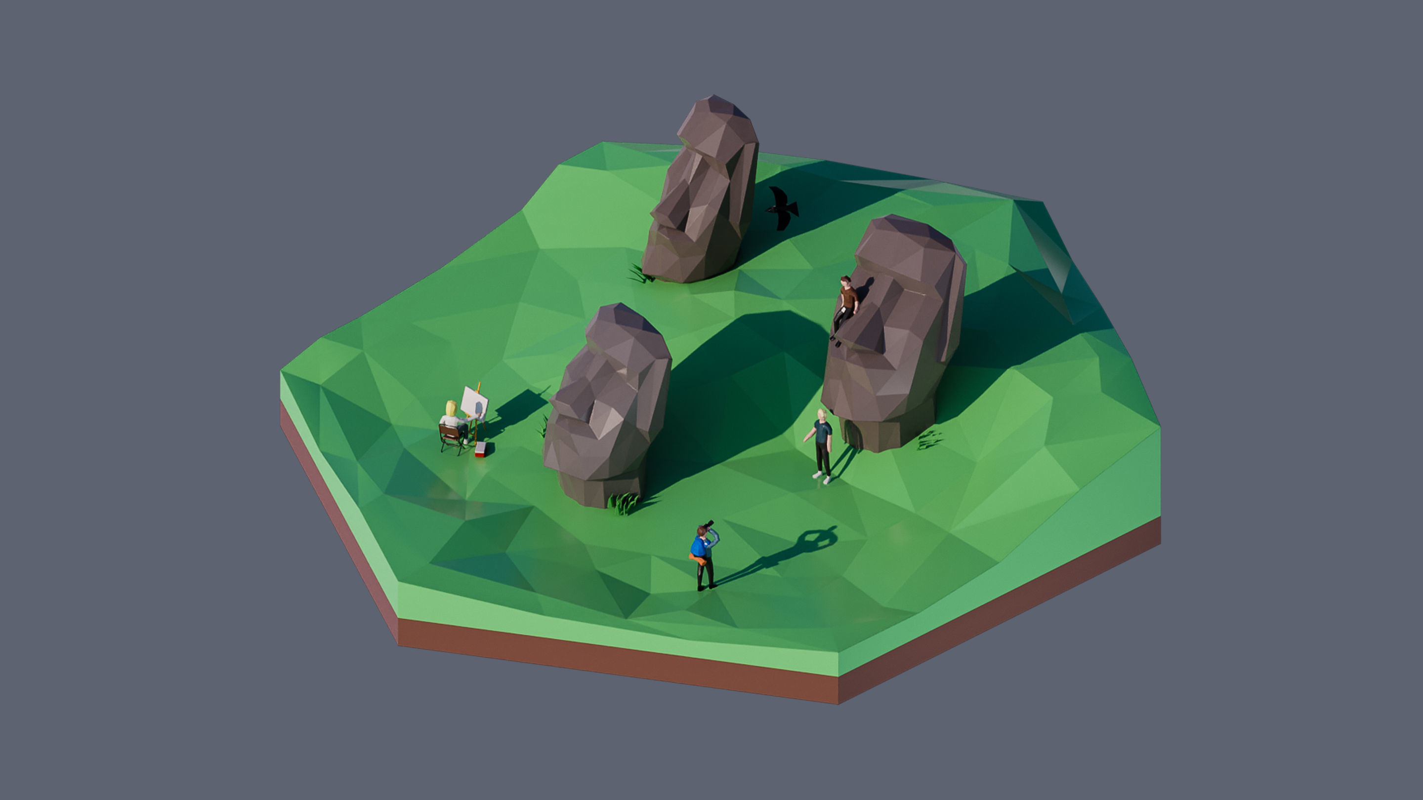 Worlds Hexagon Low-poly 3D model_98