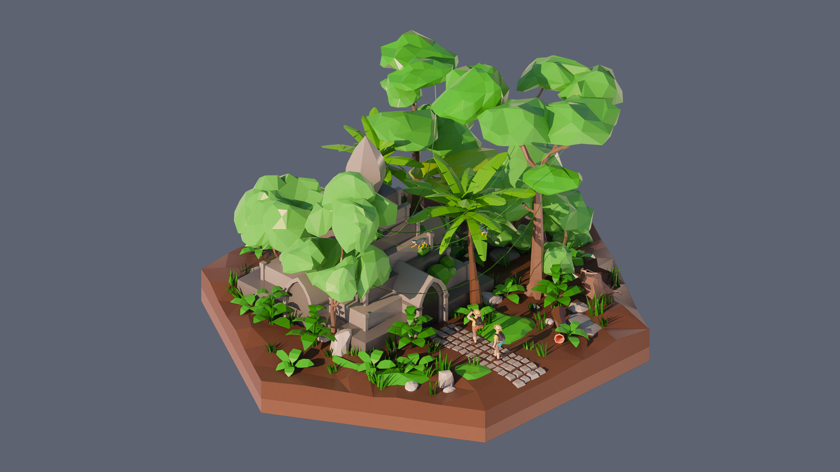 Worlds Hexagon Low-poly 3D model_9