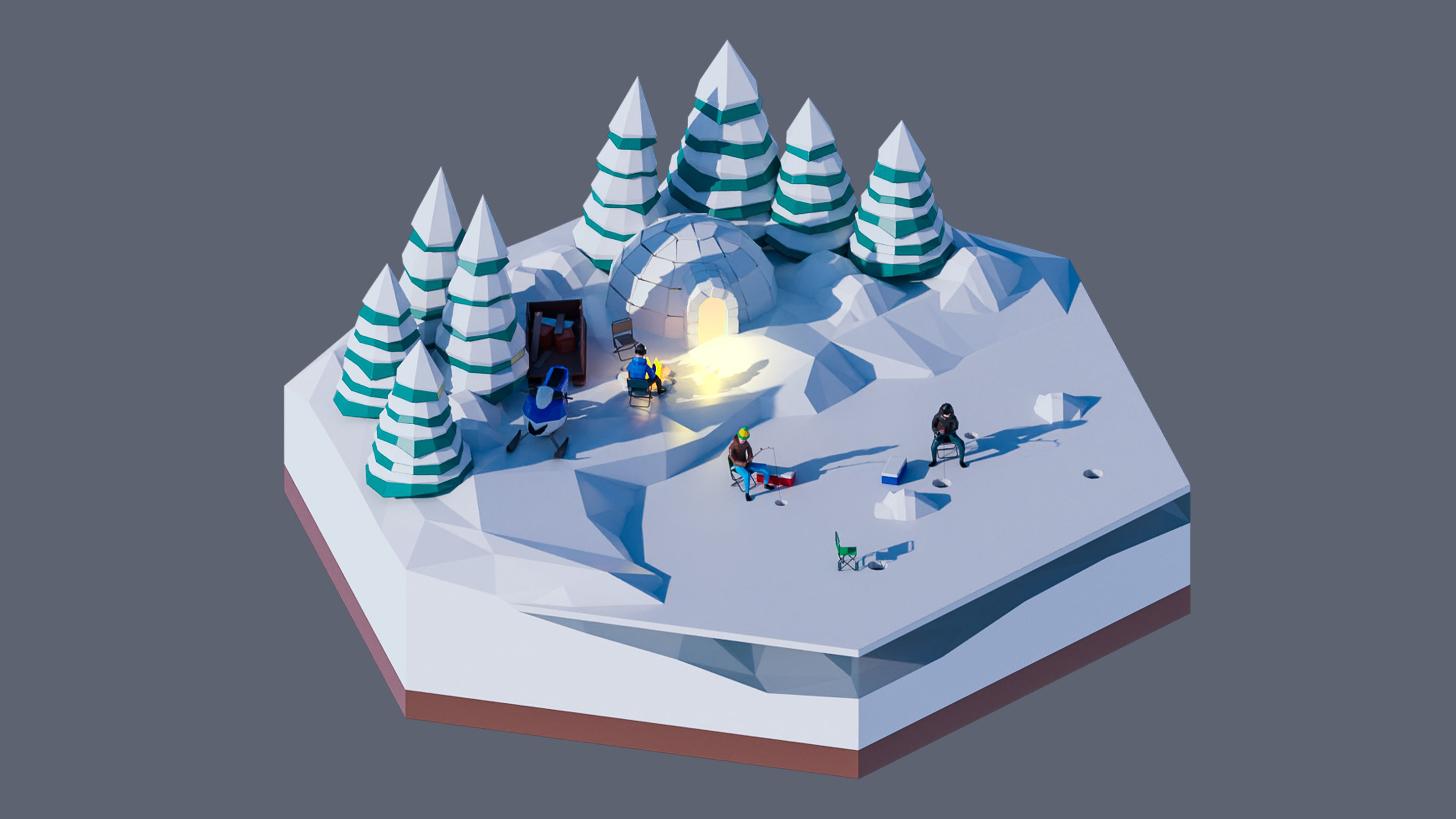 Worlds Hexagon Low-poly 3D model_38