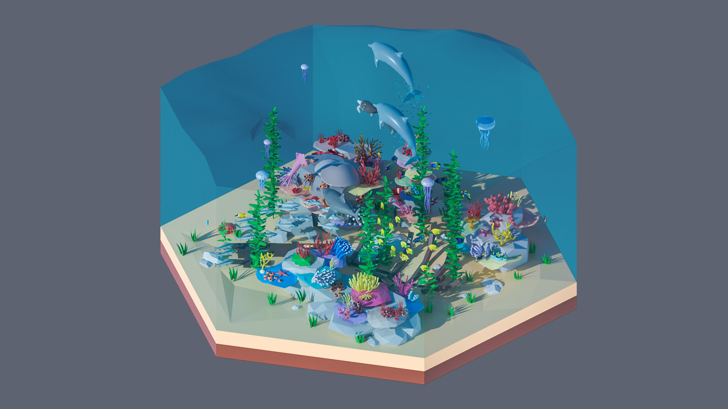 Worlds Hexagon Low-poly 3D model_99