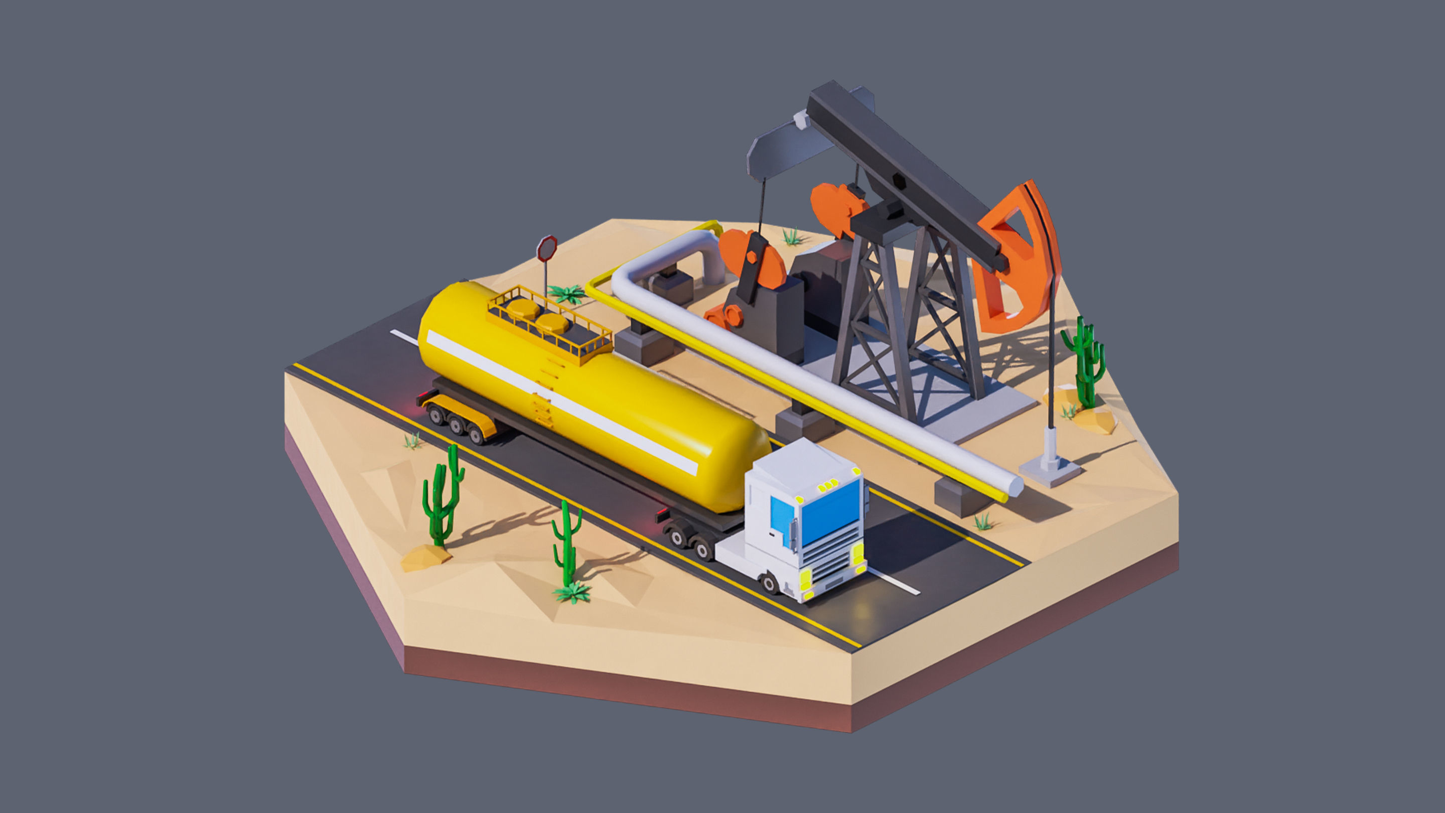 Worlds Hexagon Low-poly 3D model_90