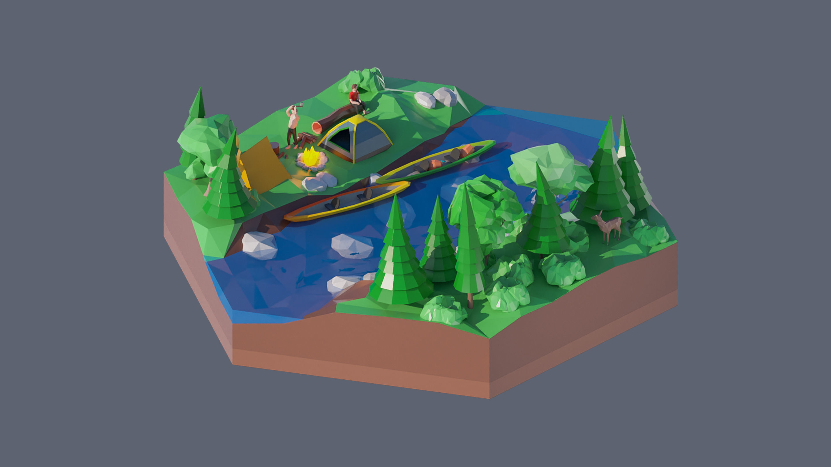 Worlds Hexagon Low-poly 3D model_55