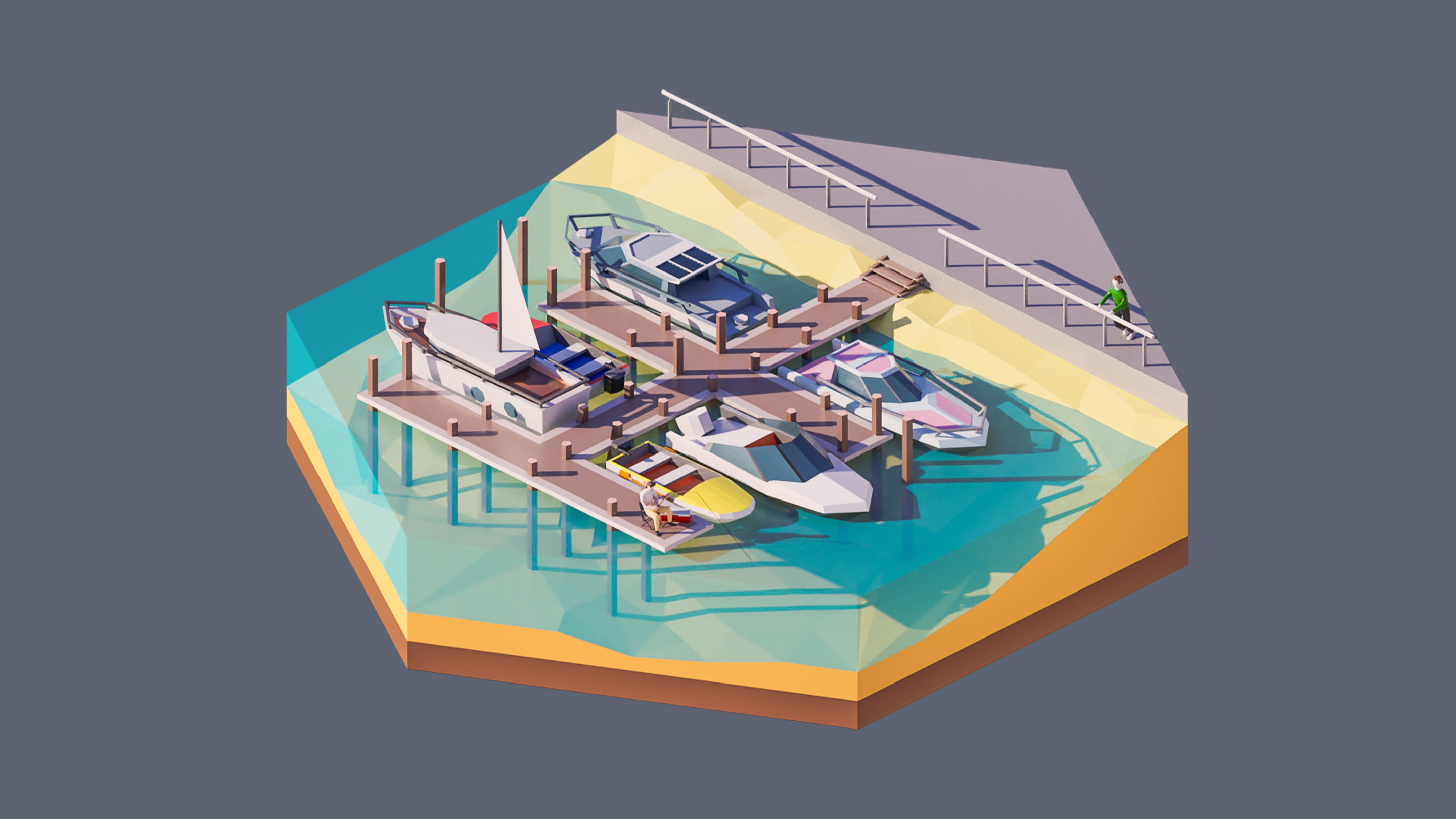 Worlds Hexagon Low-poly 3D model_53