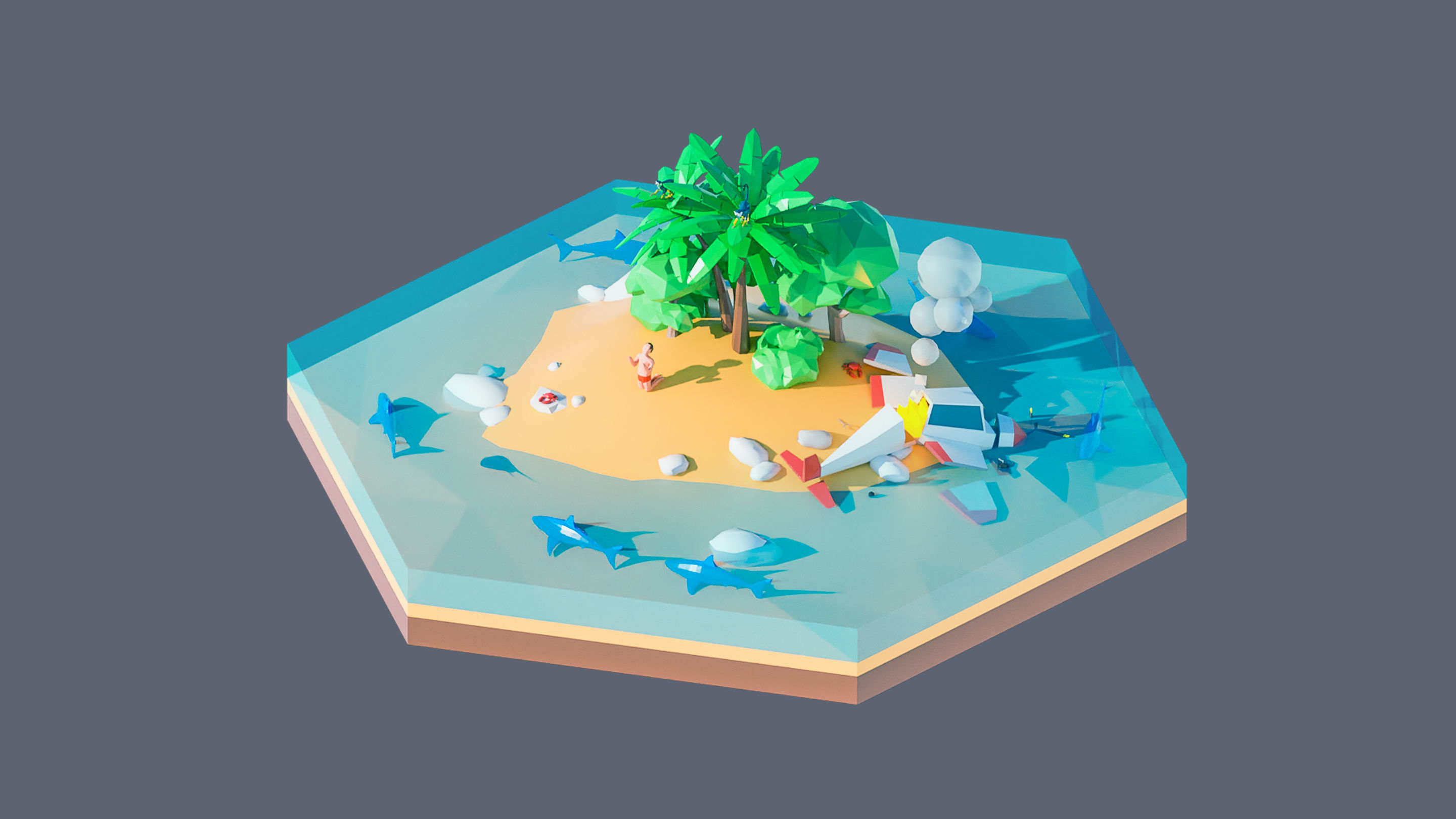 Worlds Hexagon Low-poly 3D model_23