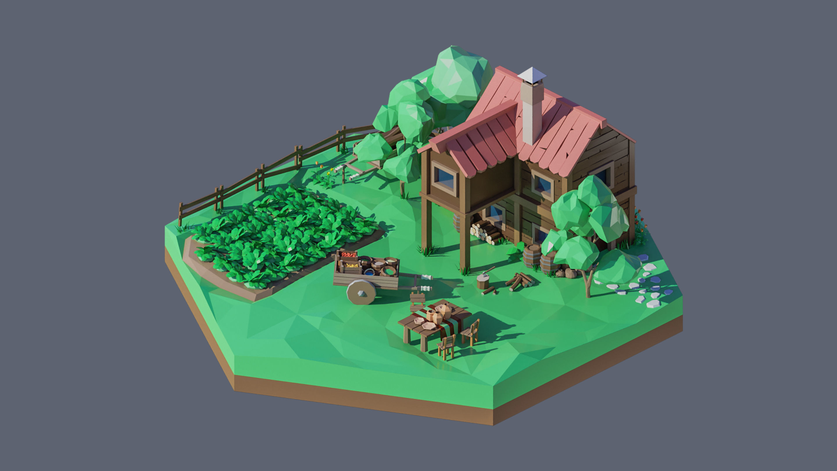 Worlds Hexagon Low-poly 3D model_78