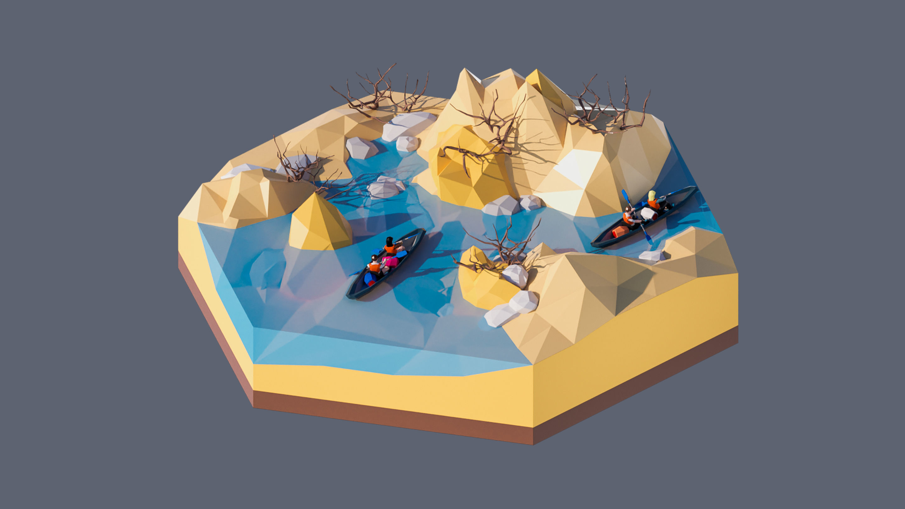 Worlds Hexagon Low-poly 3D model_63