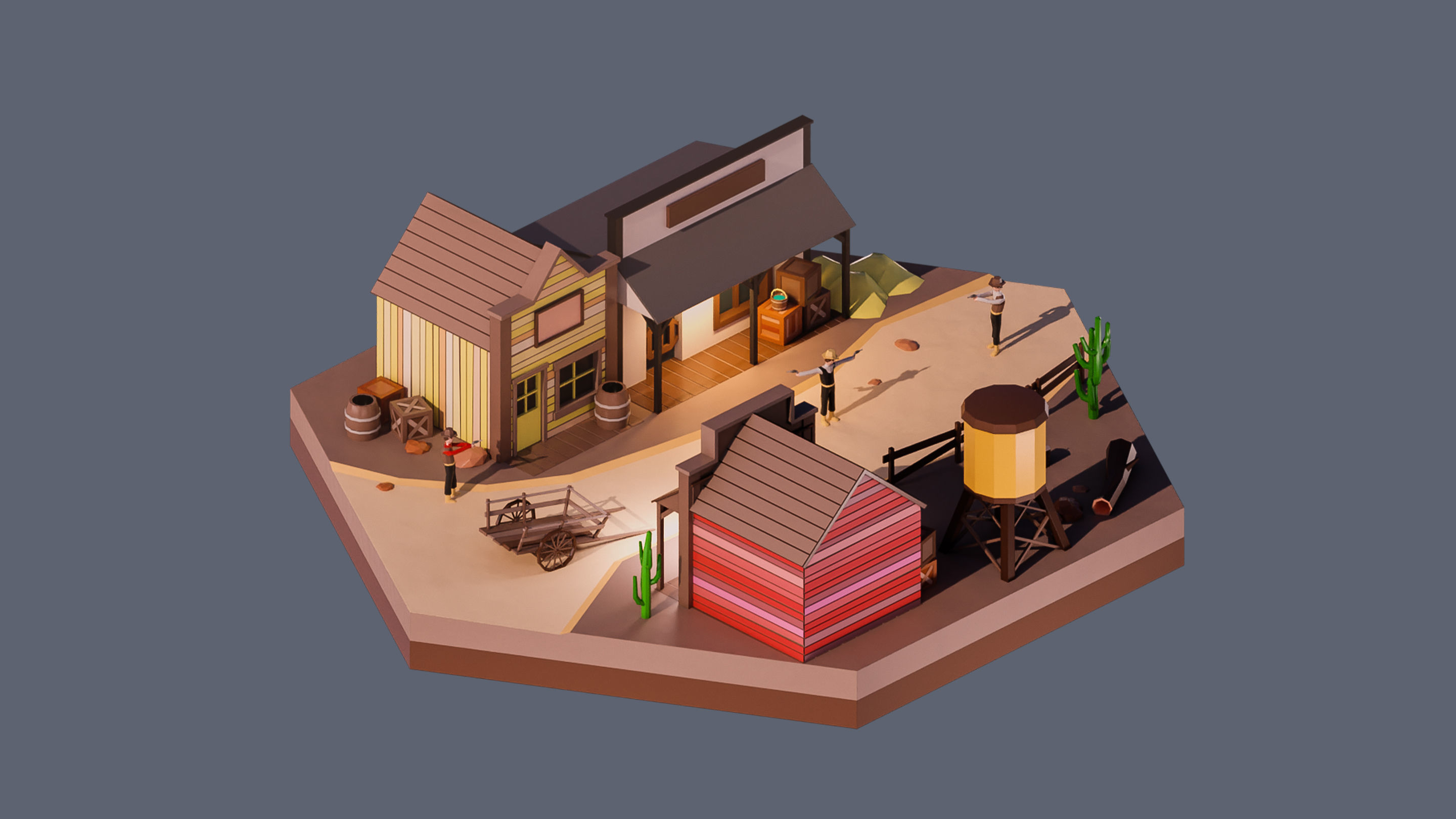 Worlds Hexagon Low-poly 3D model_42