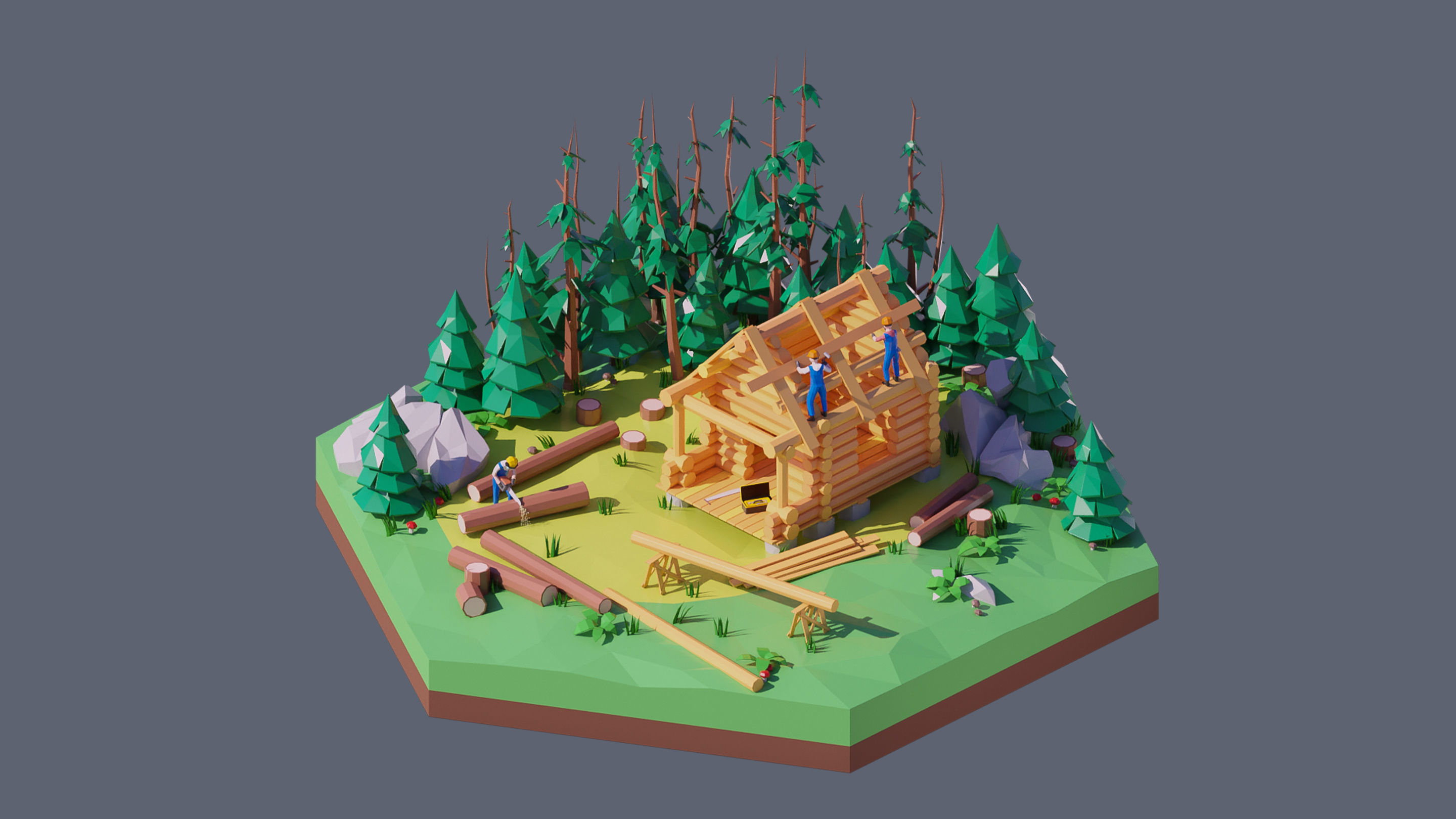 Worlds Hexagon Low-poly 3D model_35