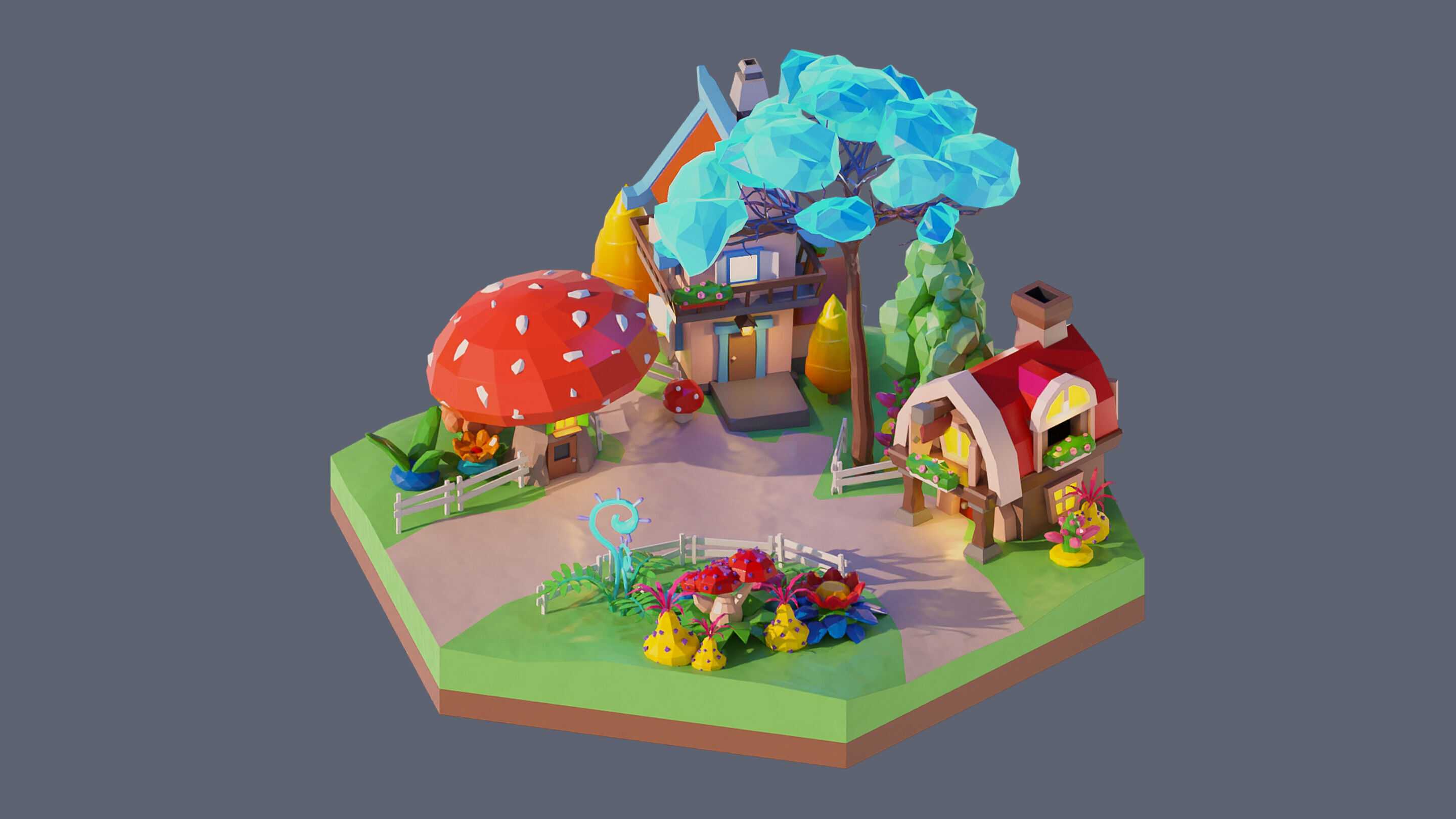 Worlds Hexagon Low-poly 3D model_16