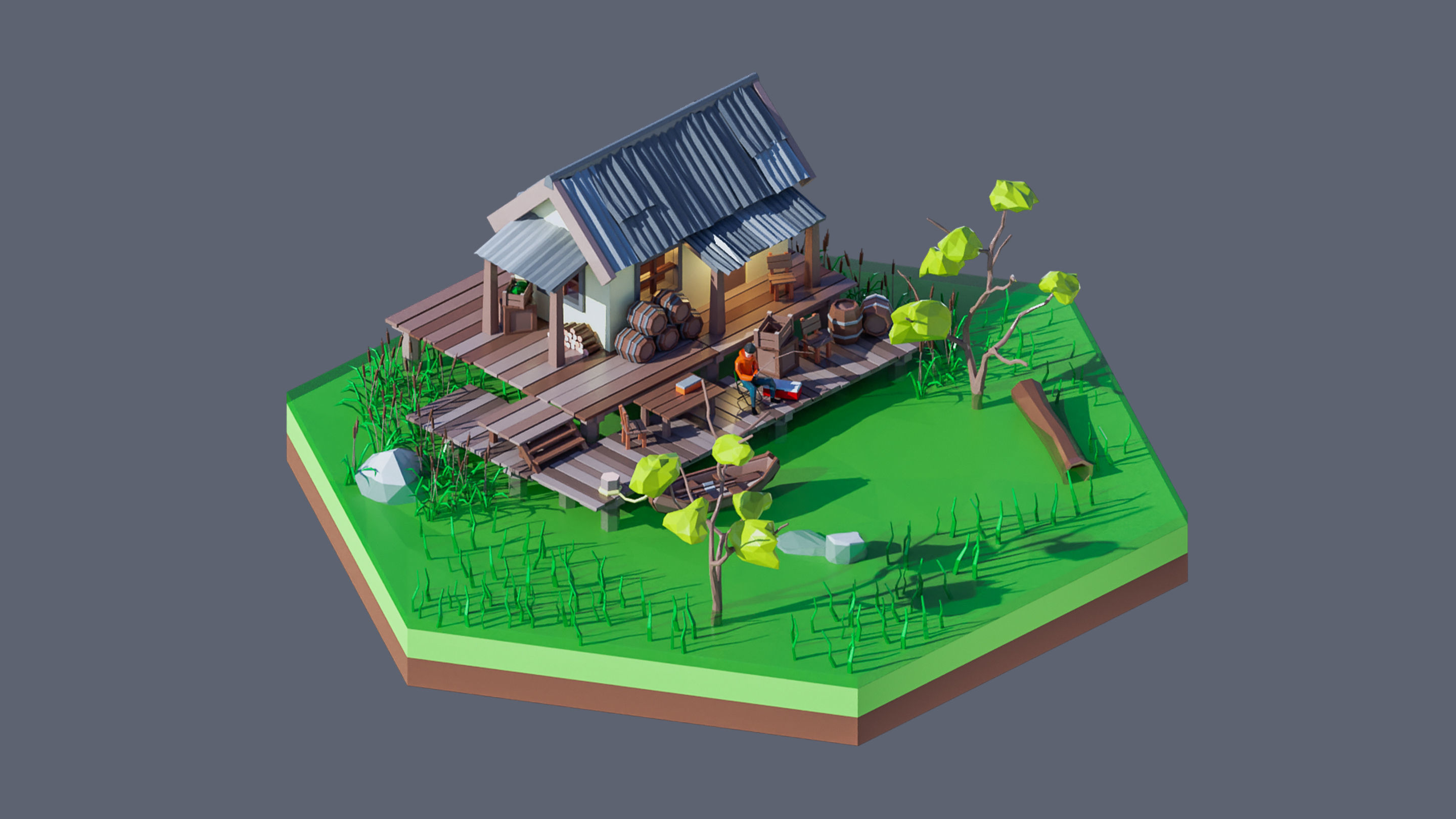 Worlds Hexagon Low-poly 3D model_87