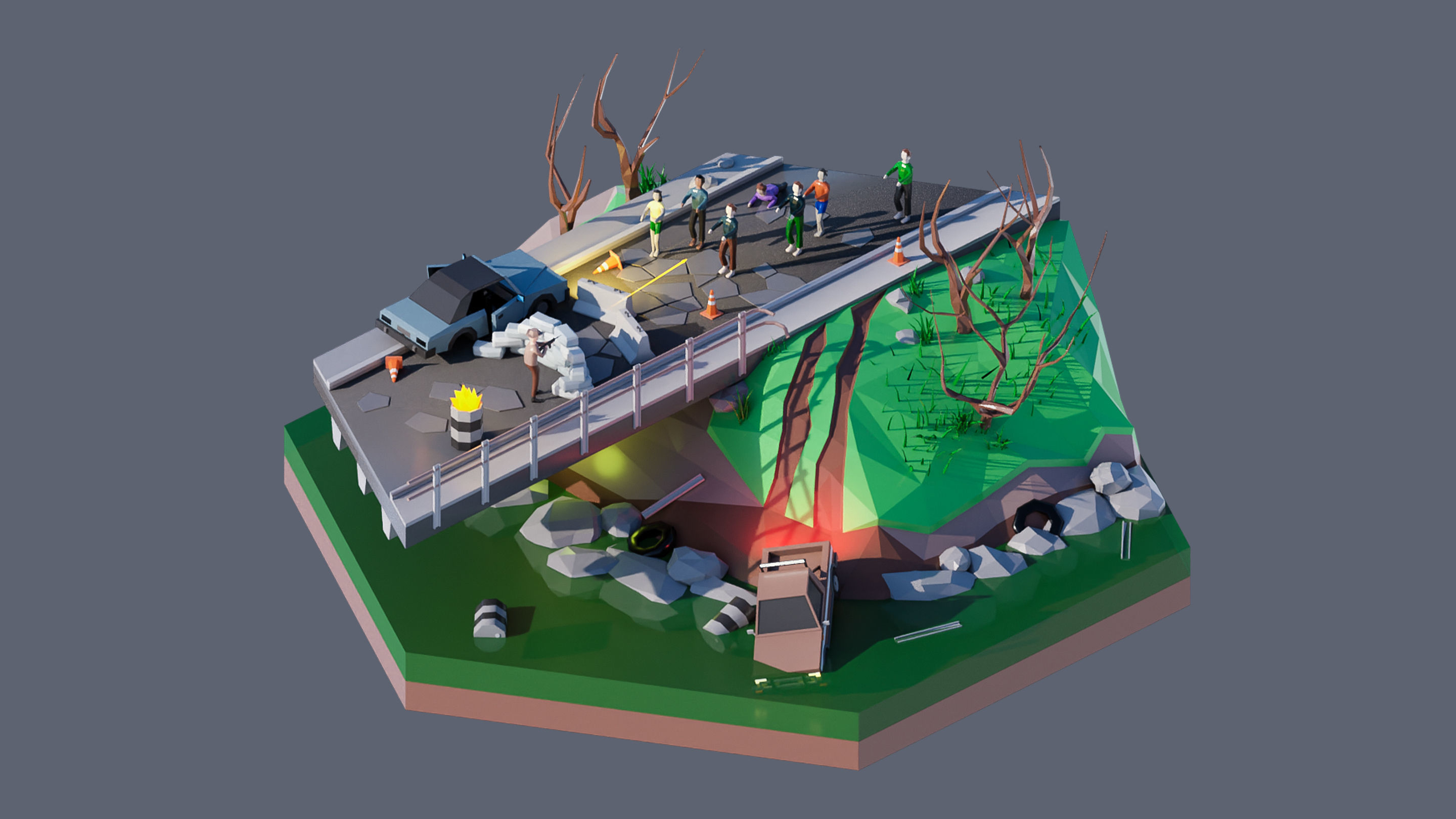 Worlds Hexagon Low-poly 3D model_25