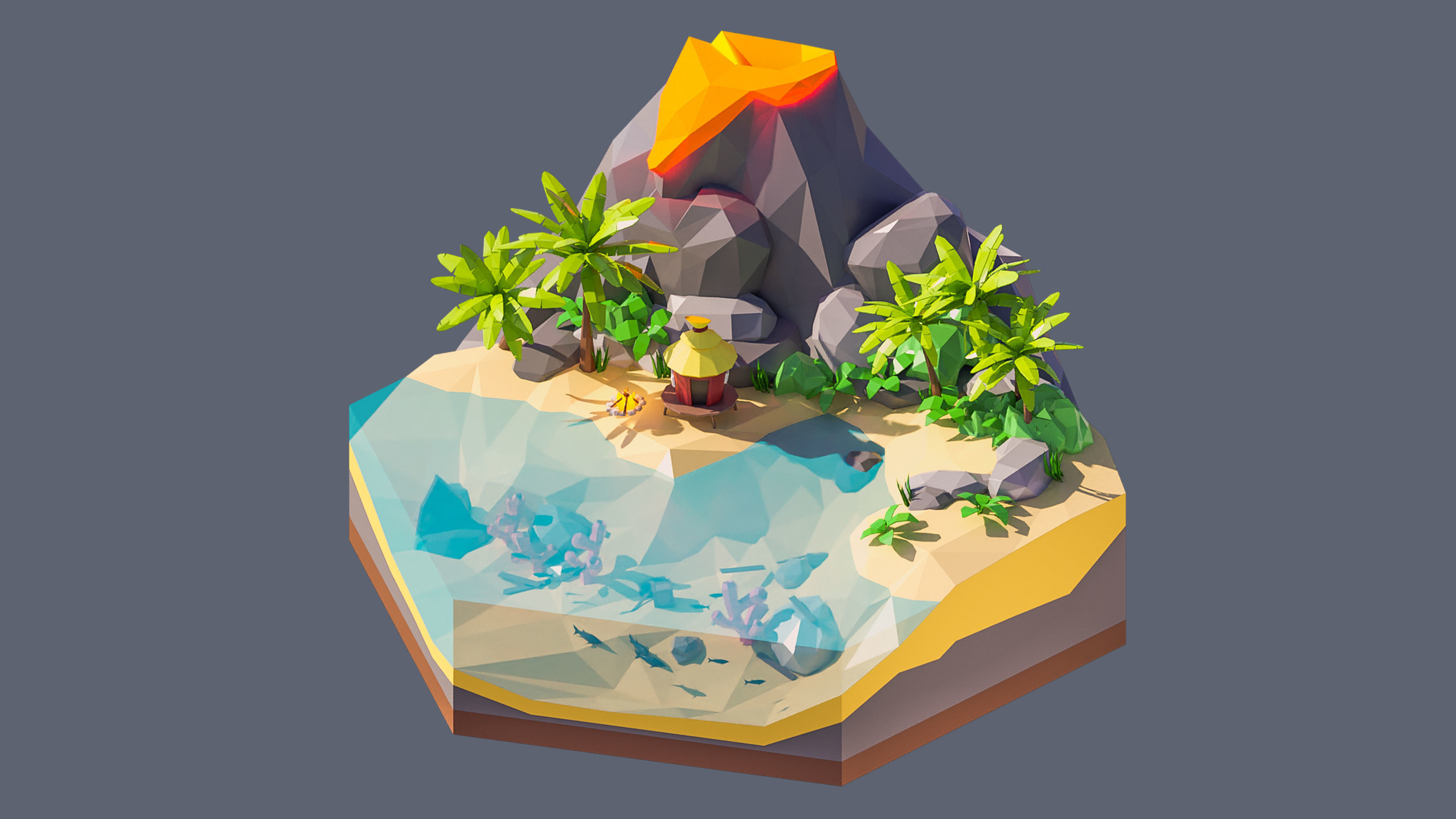 Worlds Hexagon Low-poly 3D model_51