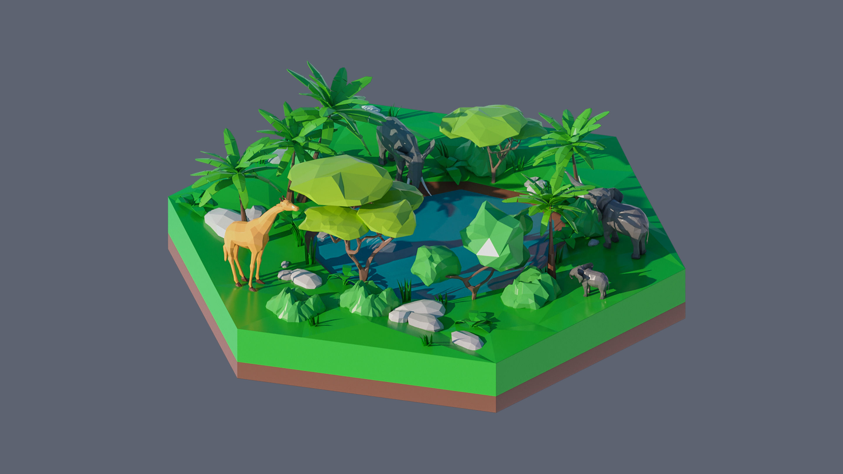 Worlds Hexagon Low-poly 3D model_37