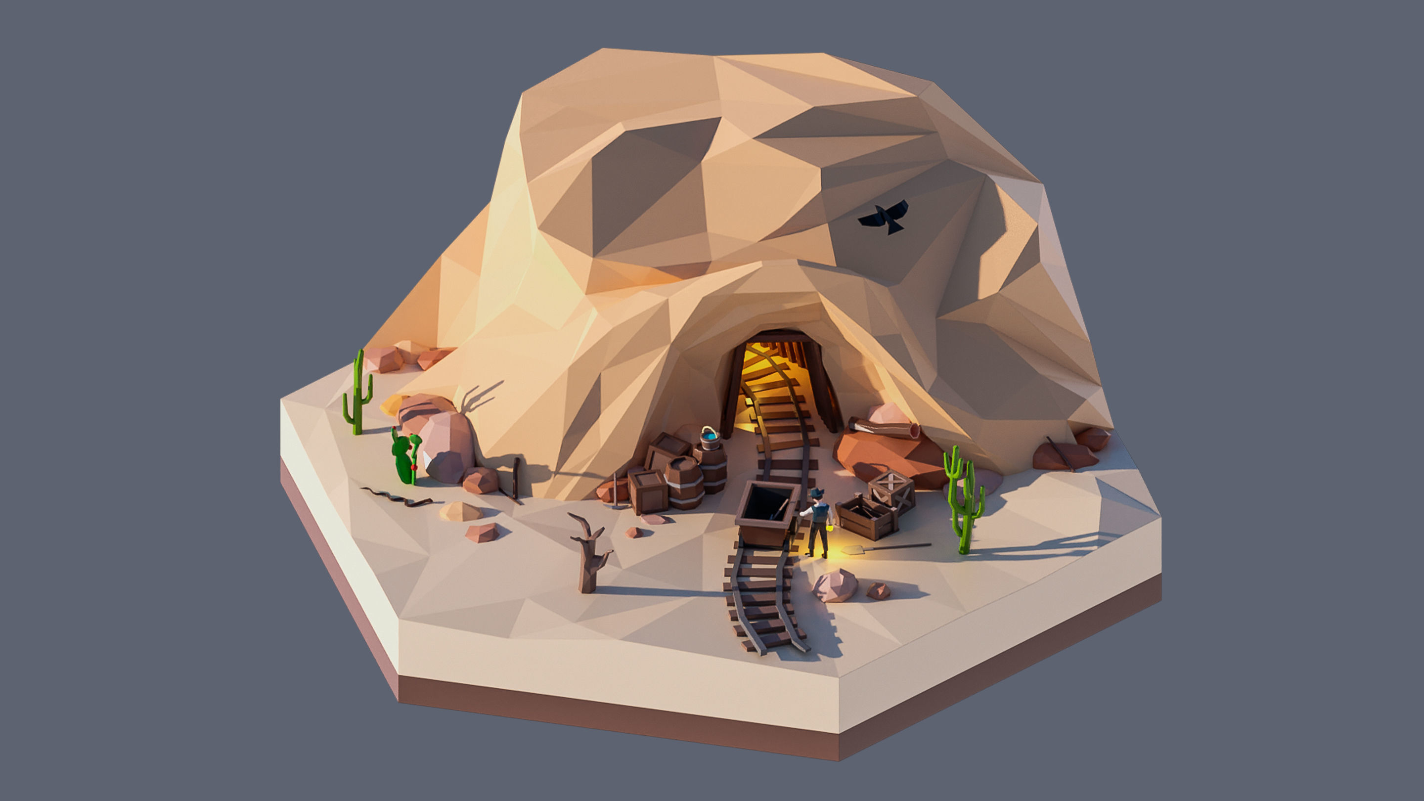Worlds Hexagon Low-poly 3D model_54