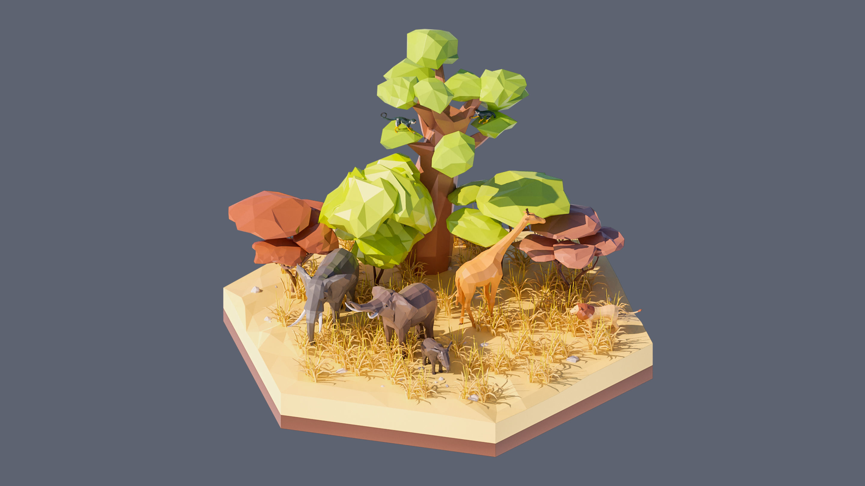 Worlds Hexagon Low-poly 3D model_108