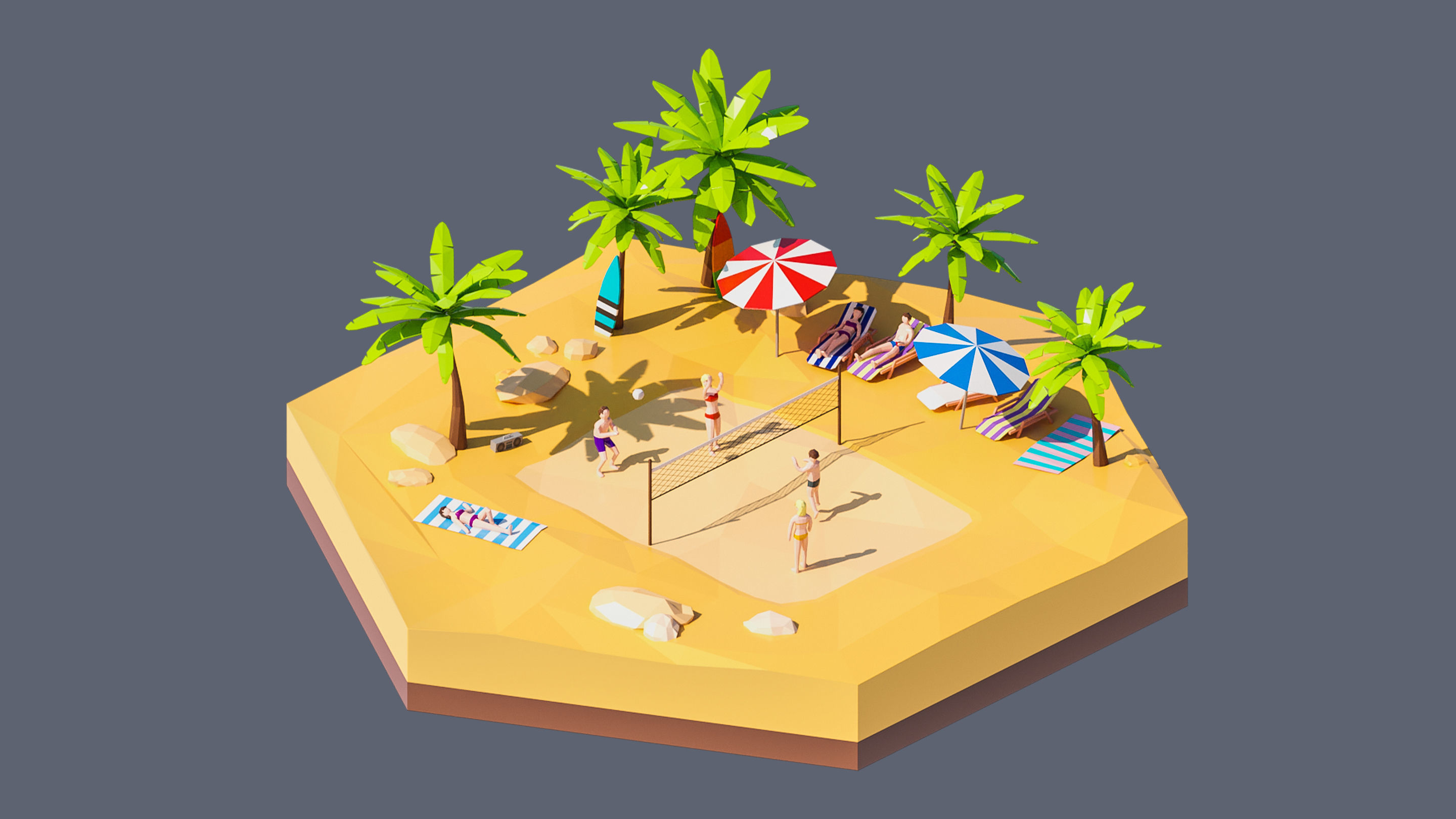 Worlds Hexagon Low-poly 3D model_48