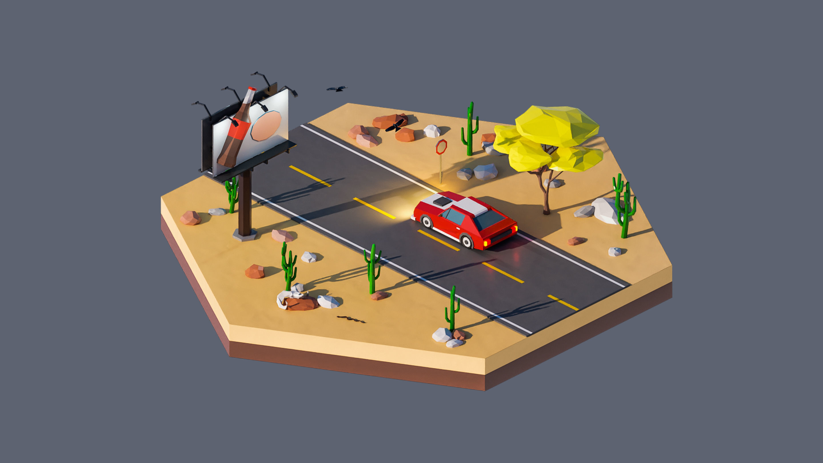 Worlds Hexagon Low-poly 3D model_45