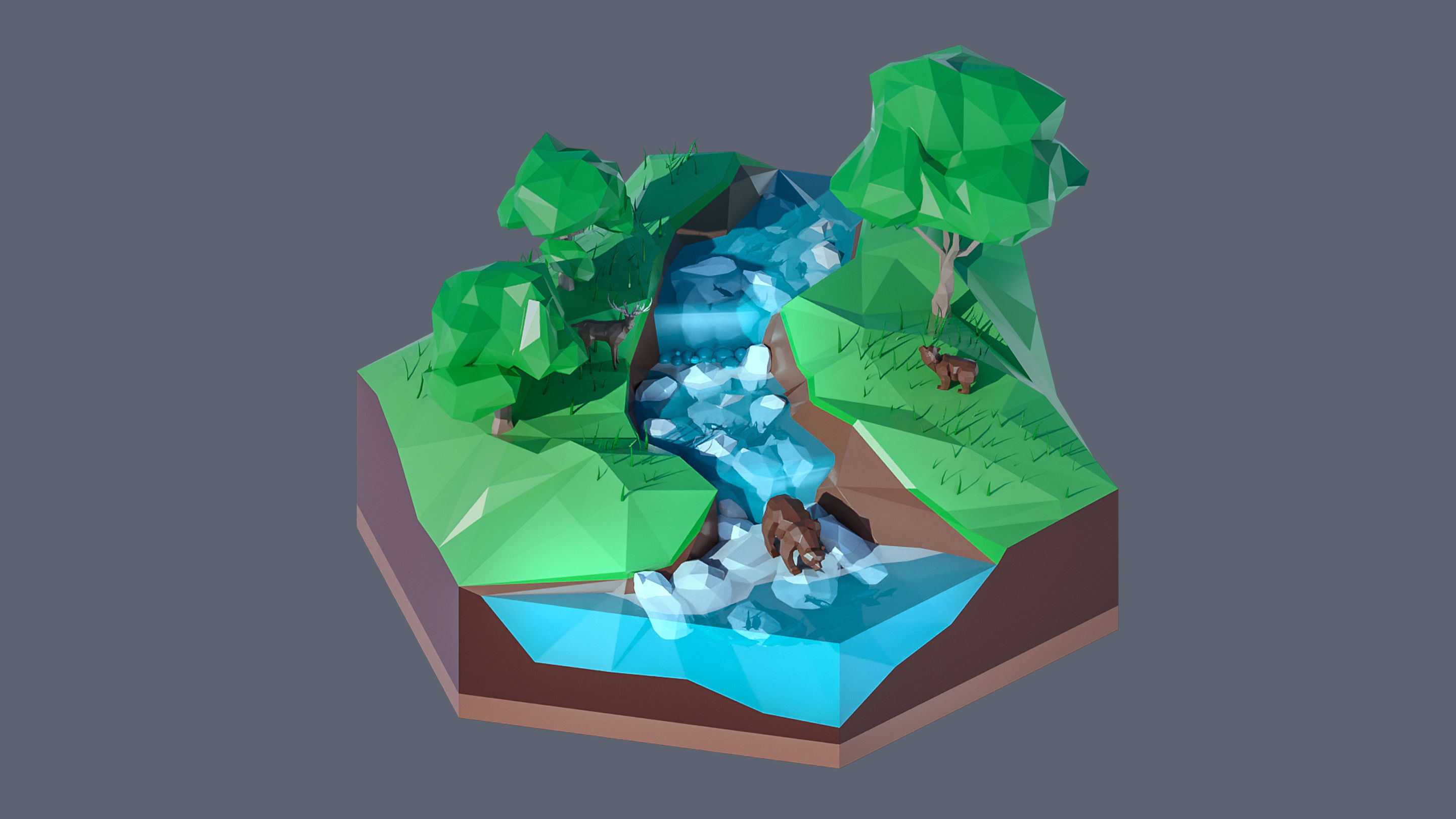 Worlds Hexagon Low-poly 3D model_43