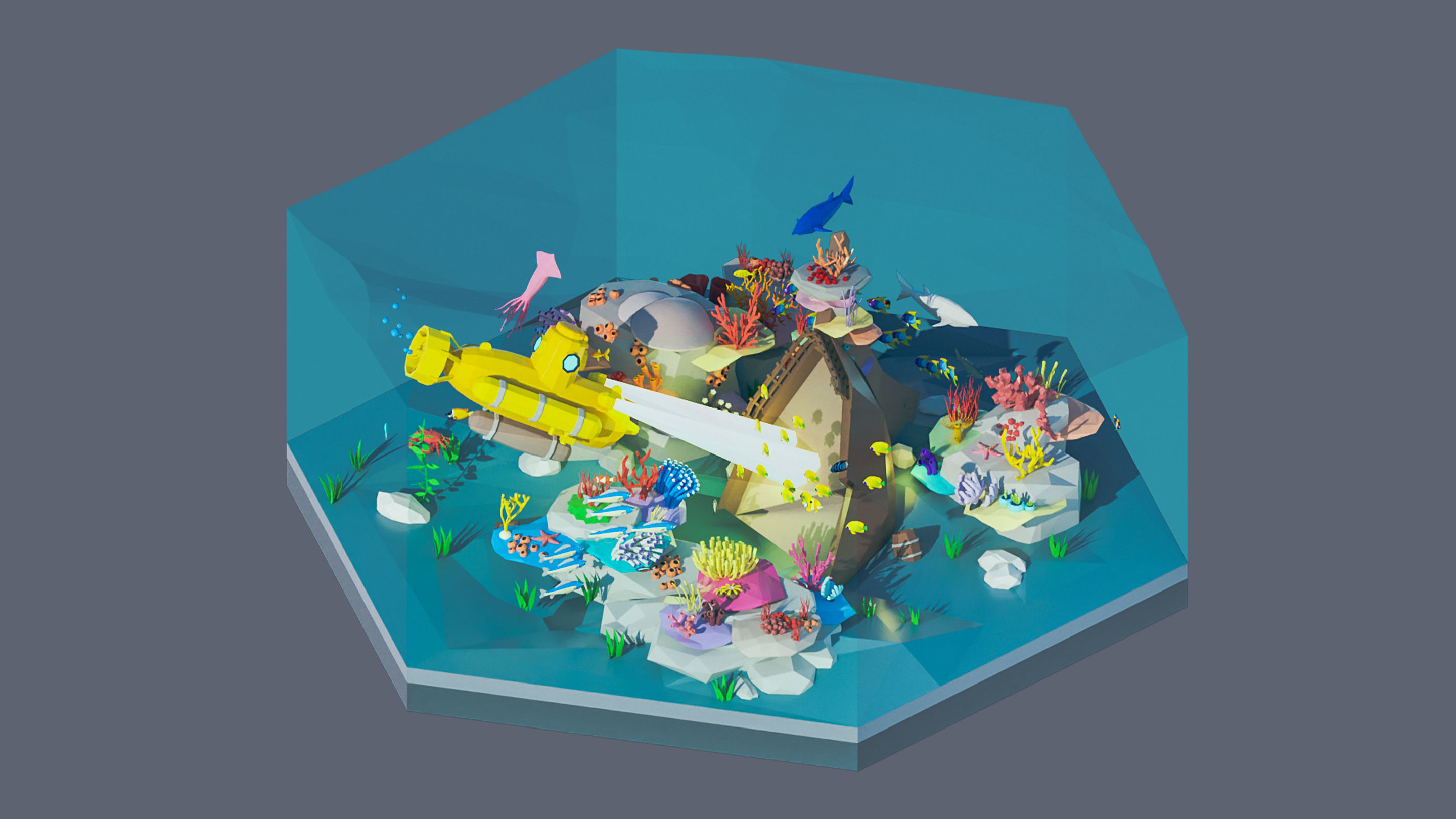 Worlds Hexagon Low-poly 3D model_92