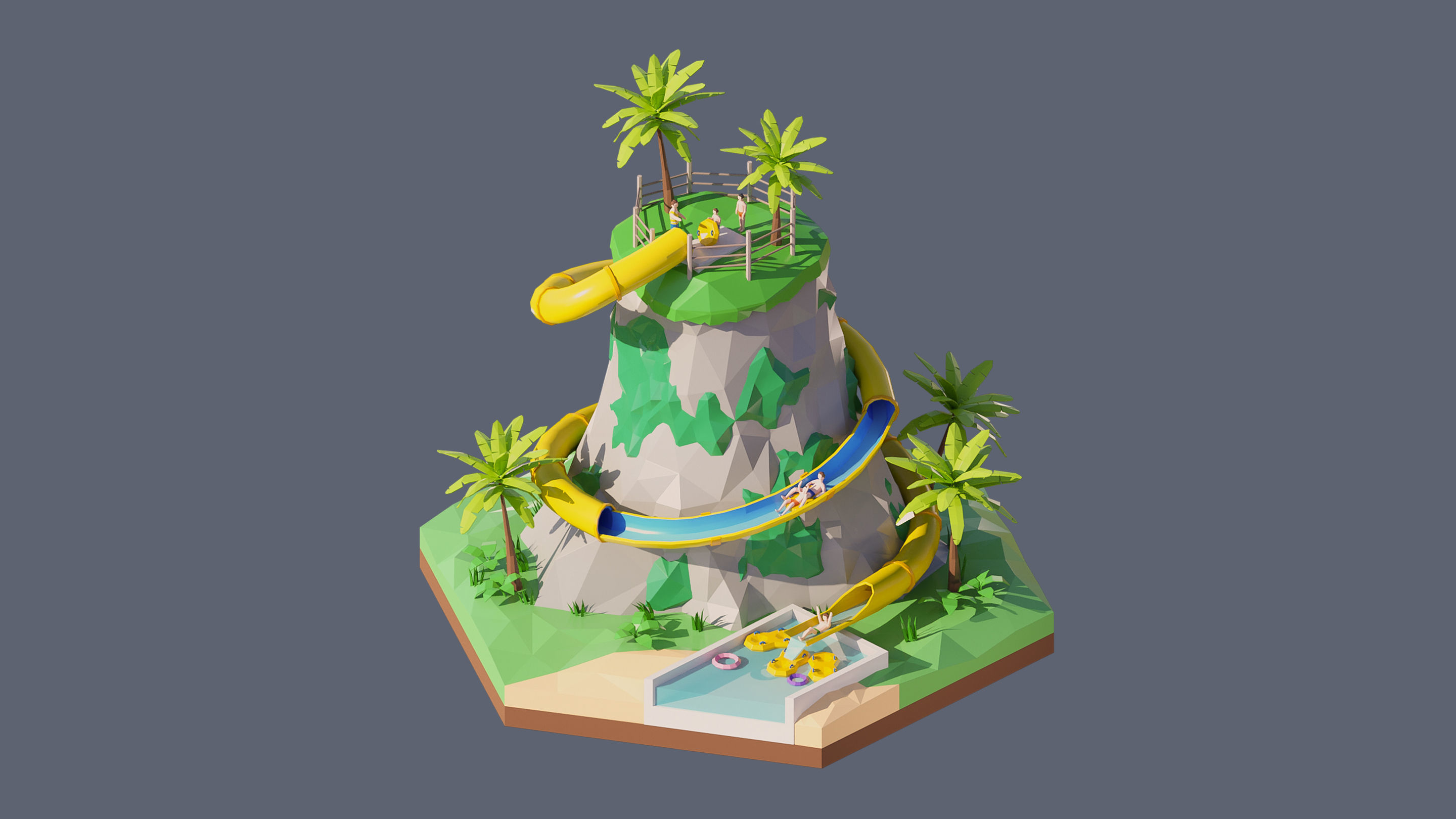 Worlds Hexagon Low-poly 3D model_10