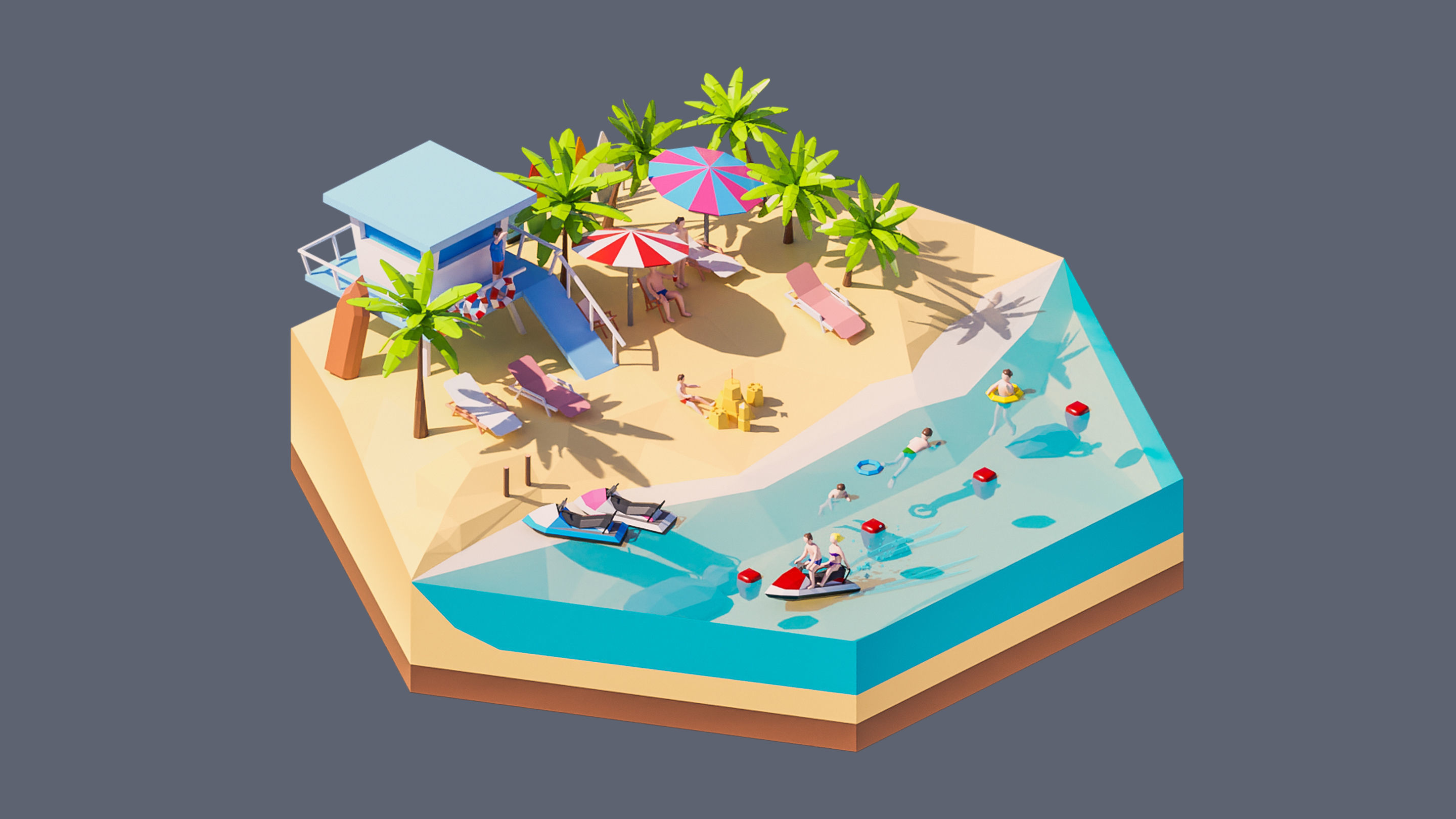 Worlds Hexagon Low-poly 3D model_34