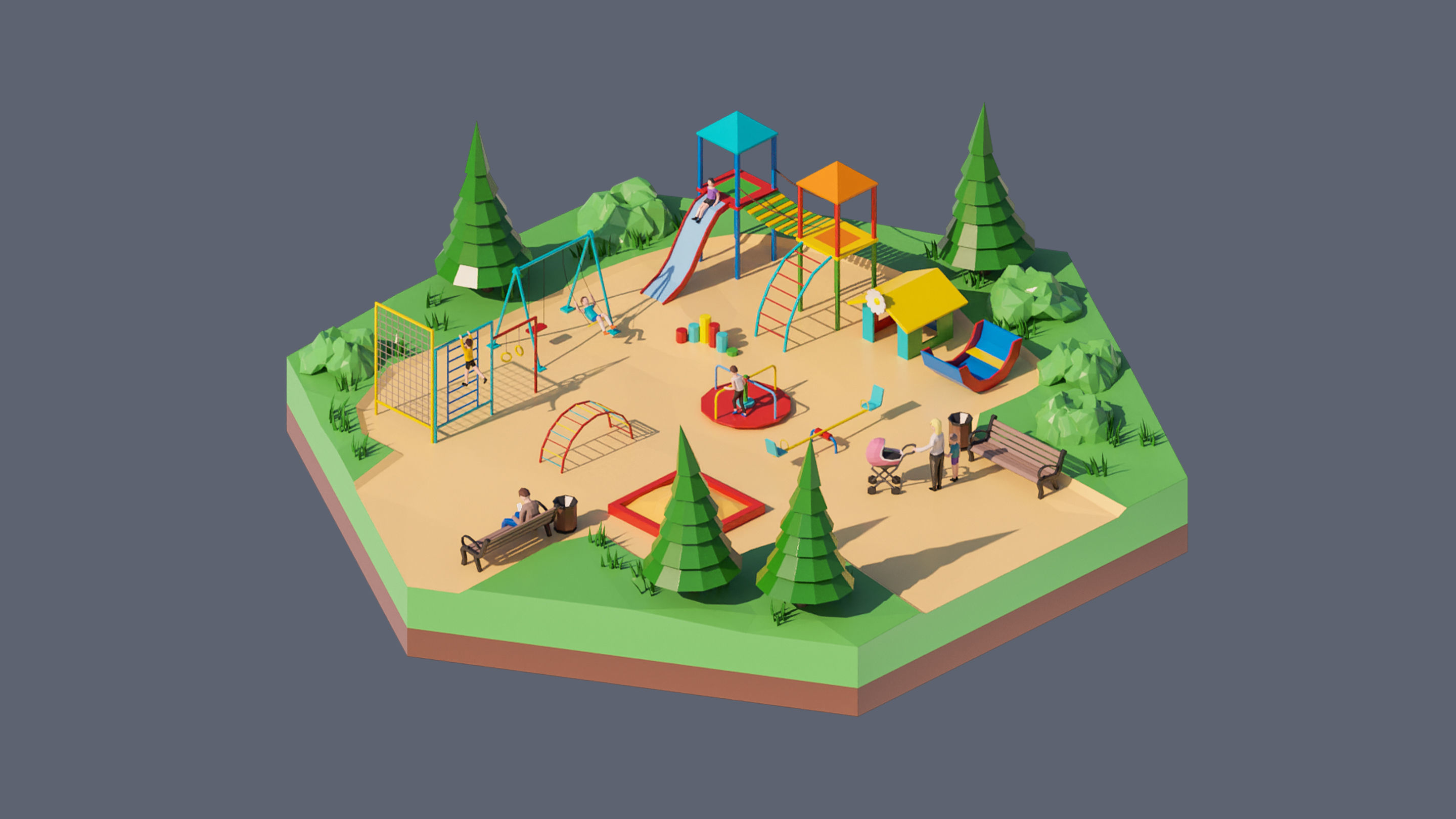 Worlds Hexagon Low-poly 3D model_102