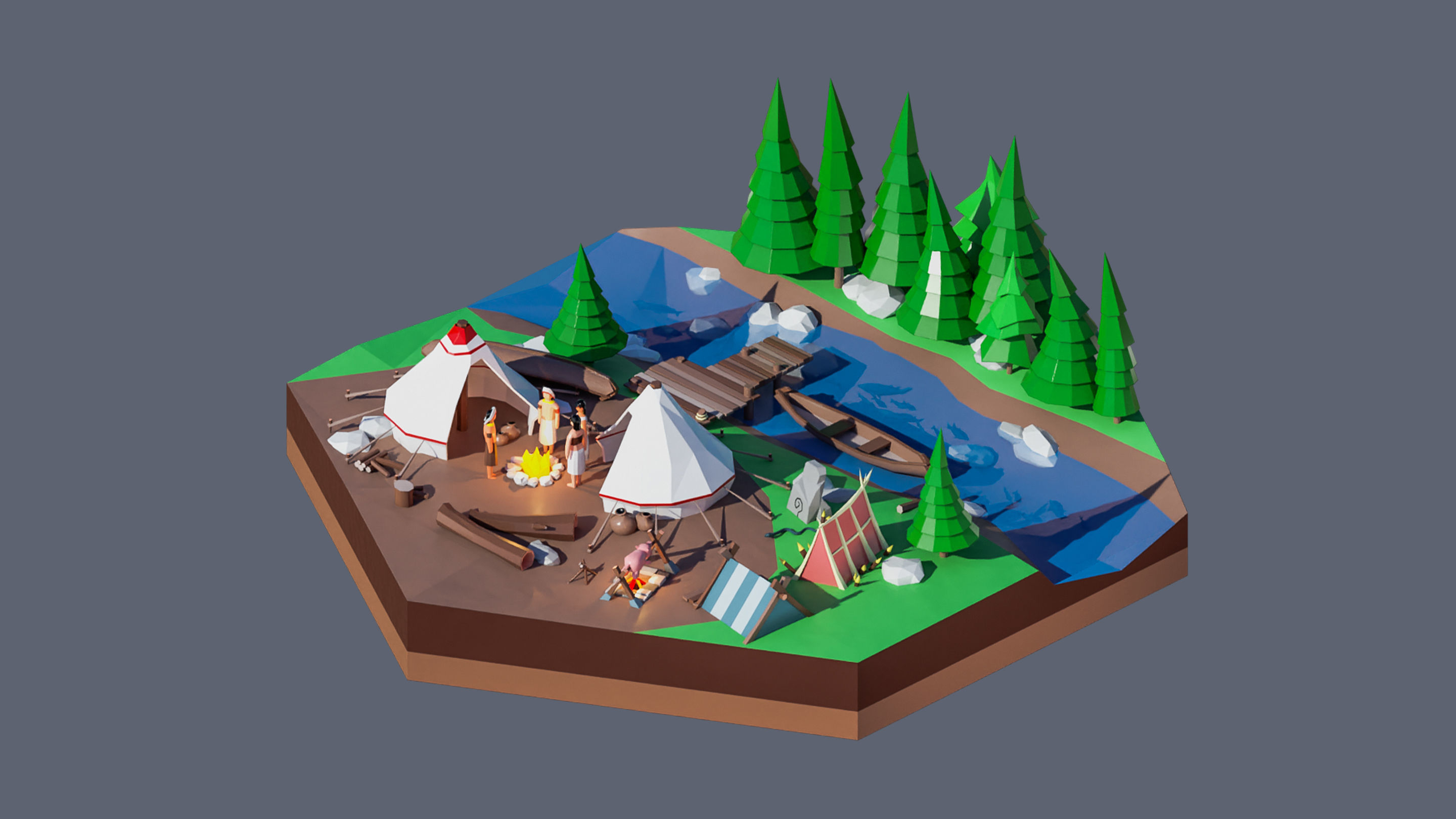 Worlds Hexagon Low-poly 3D model_76