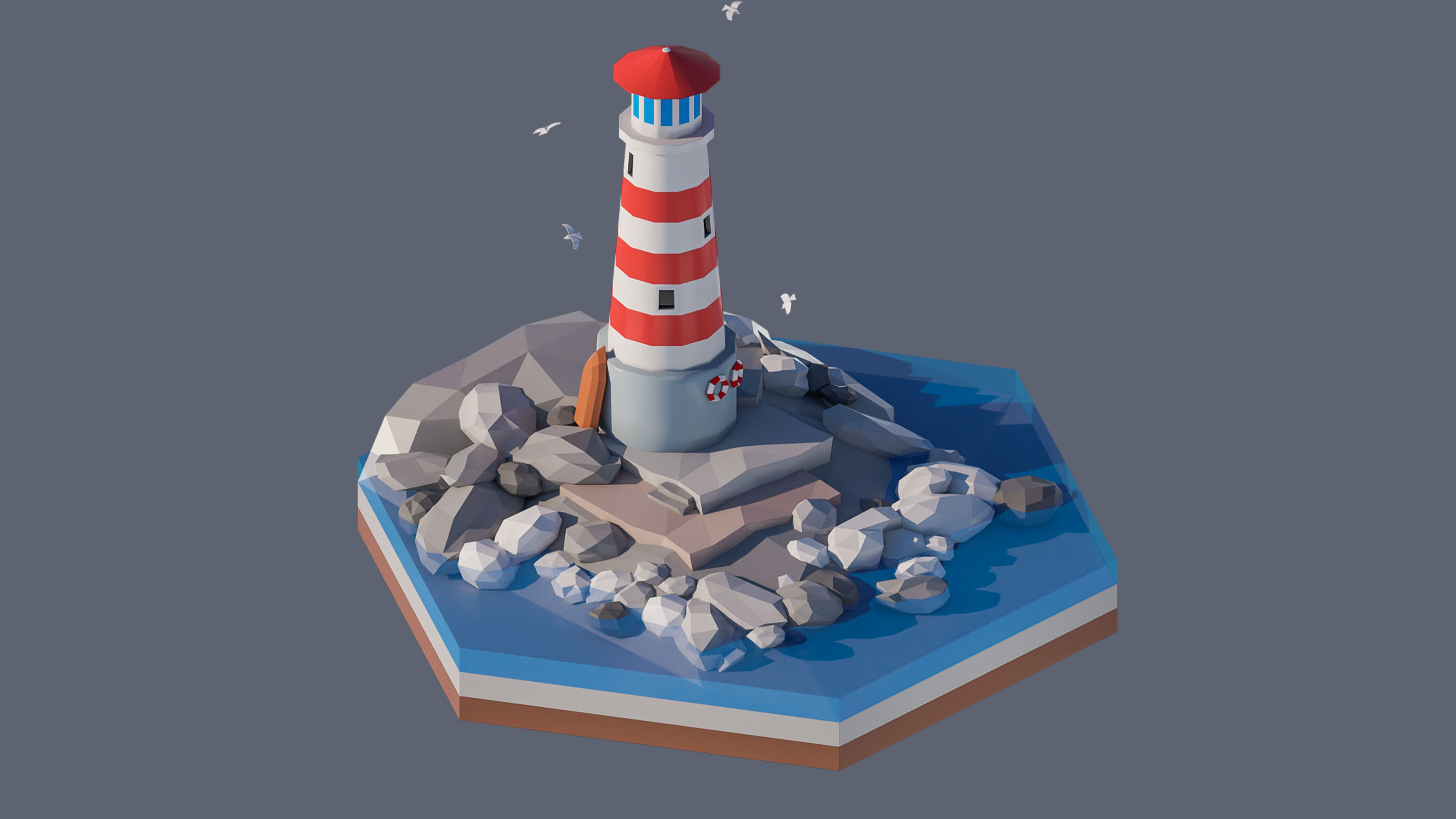 Worlds Hexagon Low-poly 3D model_57