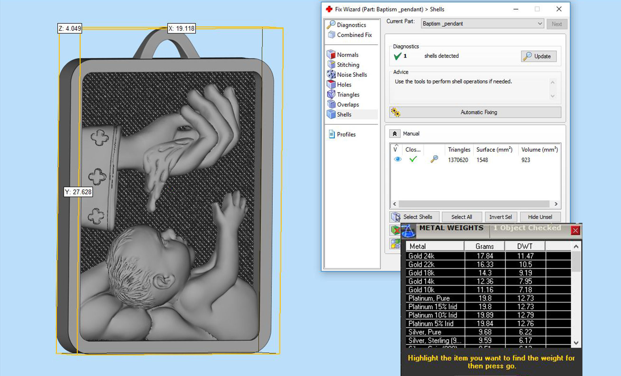 Baptism  Pendant 3D print model_7