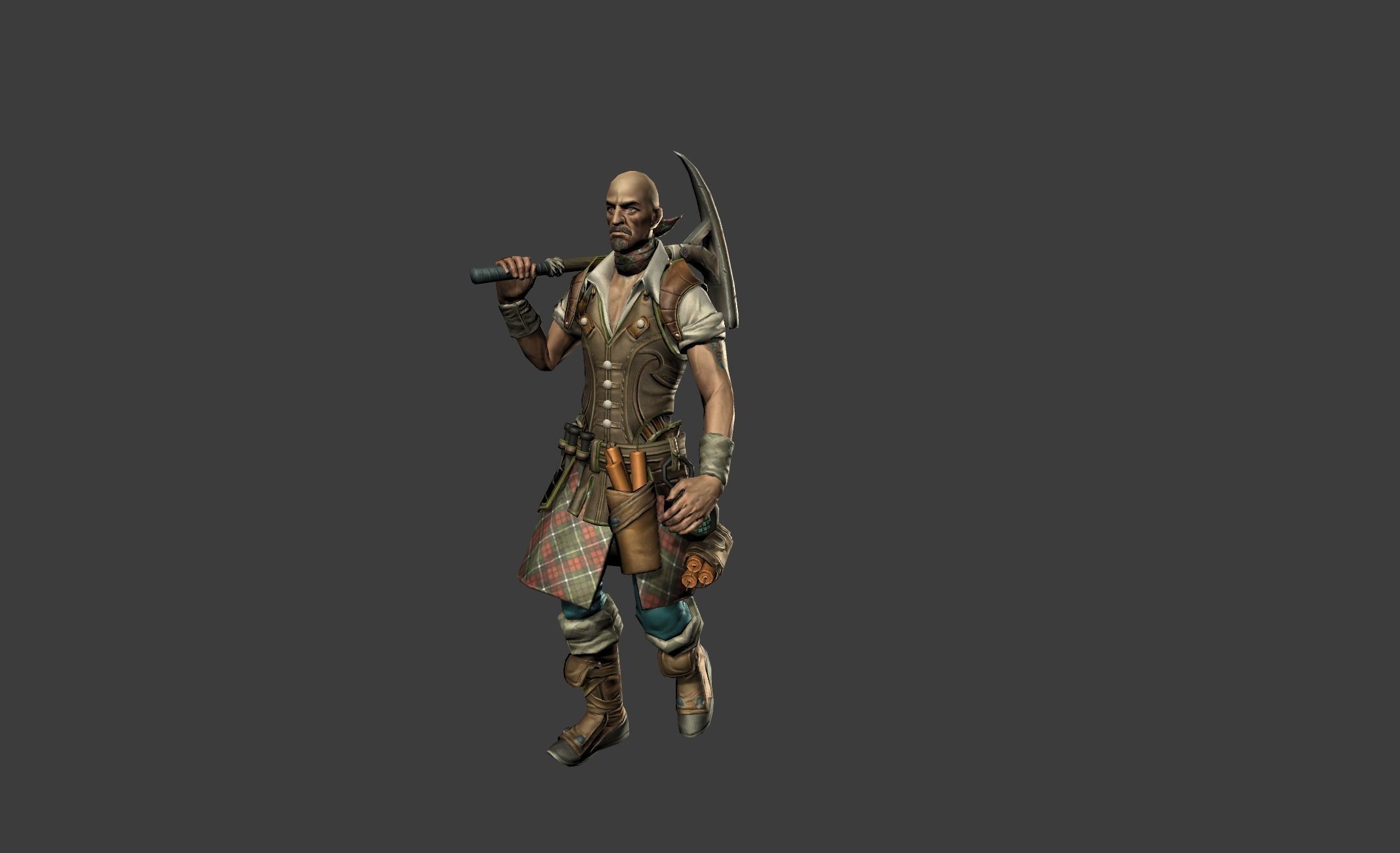 Miner Human Goblin Low-poly 3D model_15