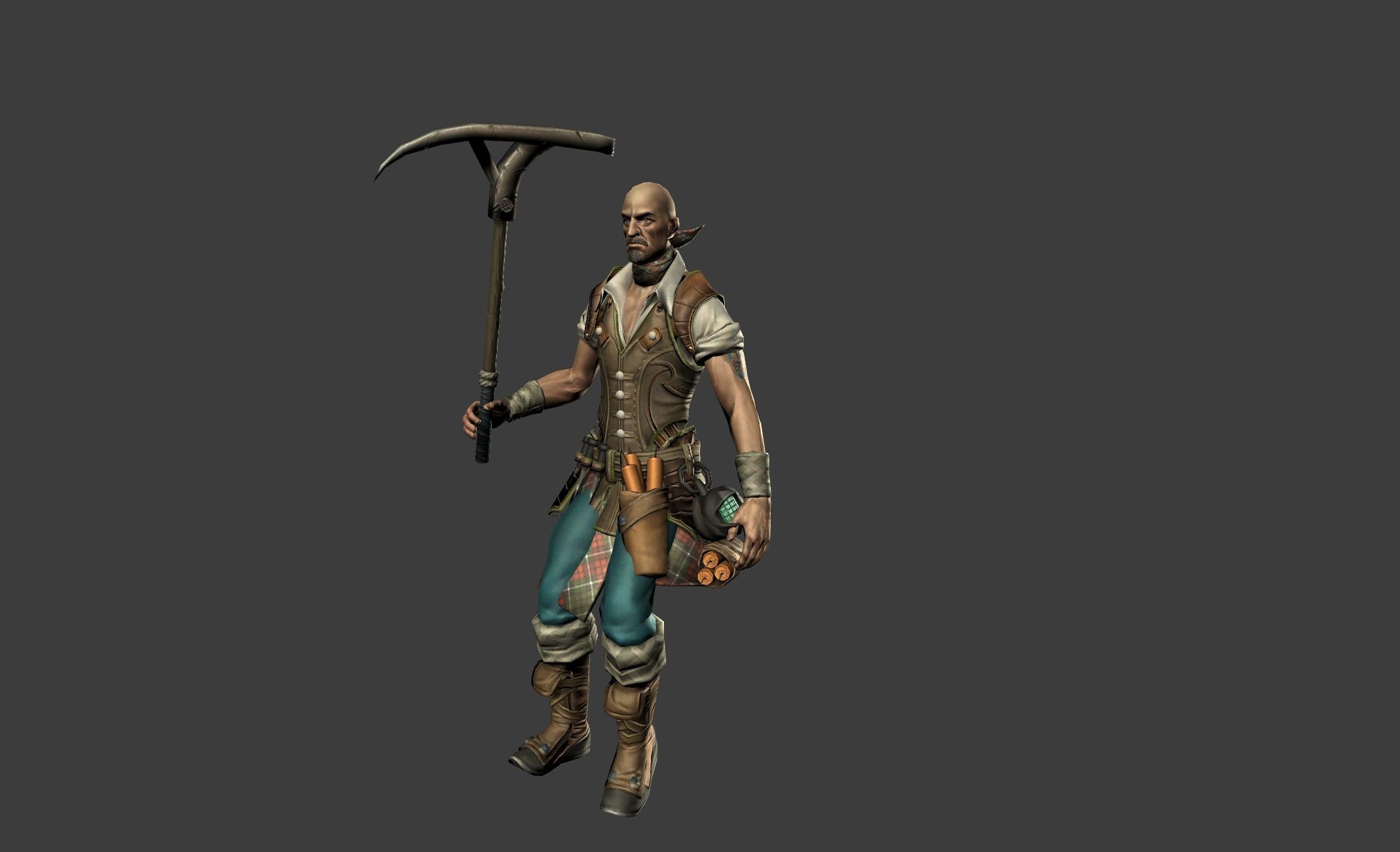 Miner Human Goblin Low-poly 3D model_8