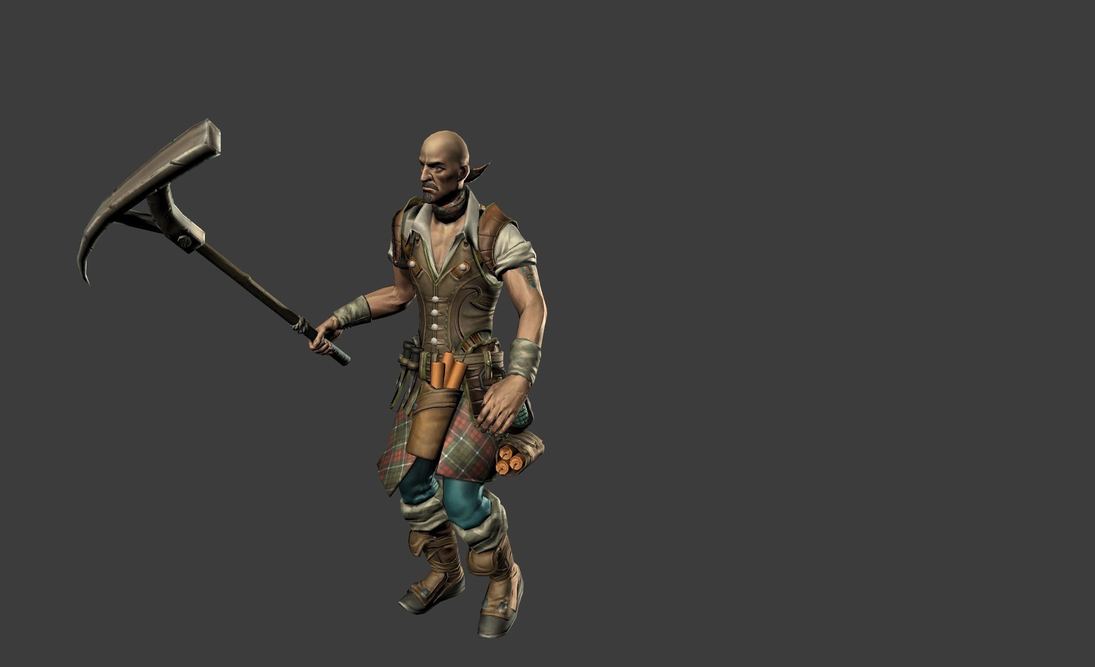 Miner Human Goblin Low-poly 3D model_9