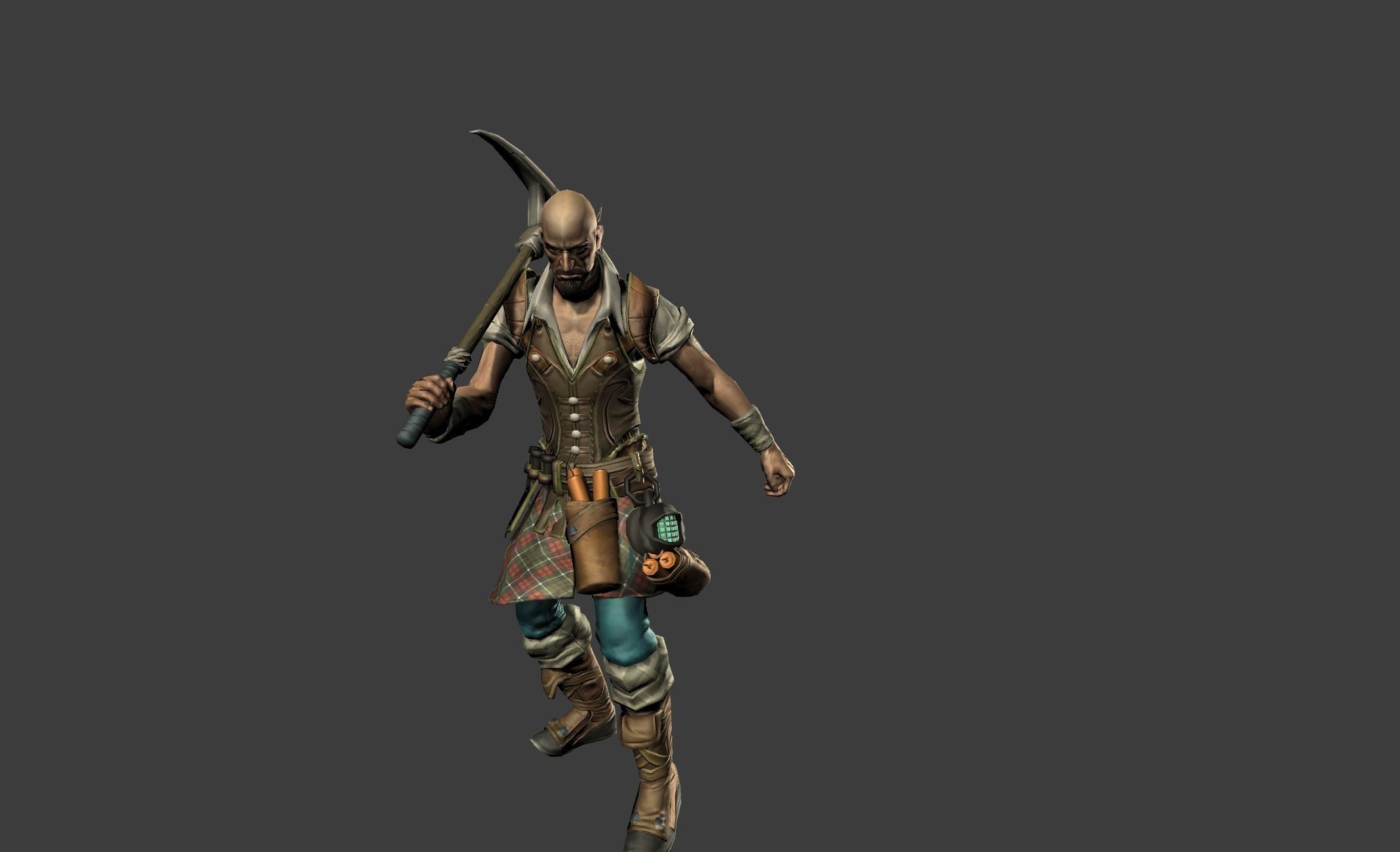 Miner Human Goblin Low-poly 3D model_16