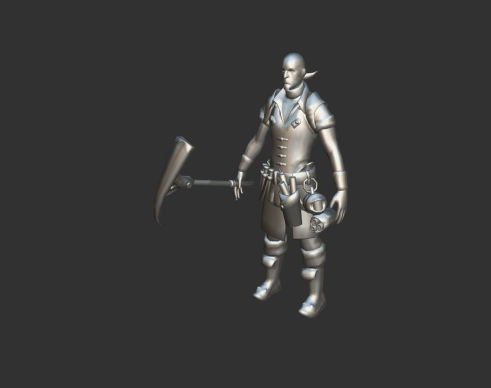 Miner Human Goblin Low-poly 3D model_4