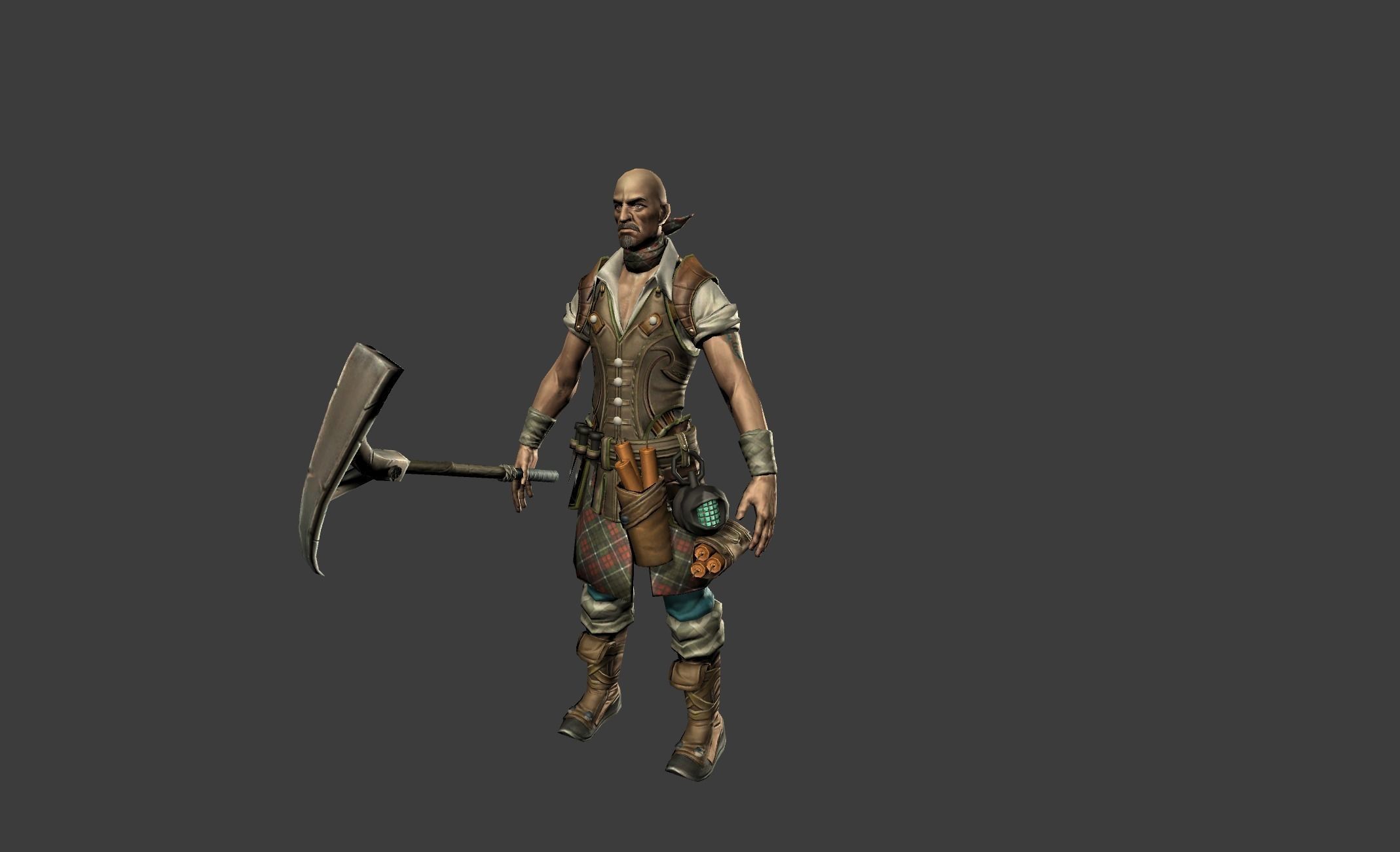 Miner Human Goblin Low-poly 3D model_12