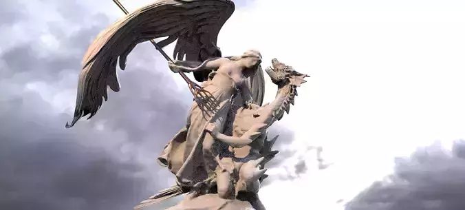 Angel and Demon Battle Statue  3D model