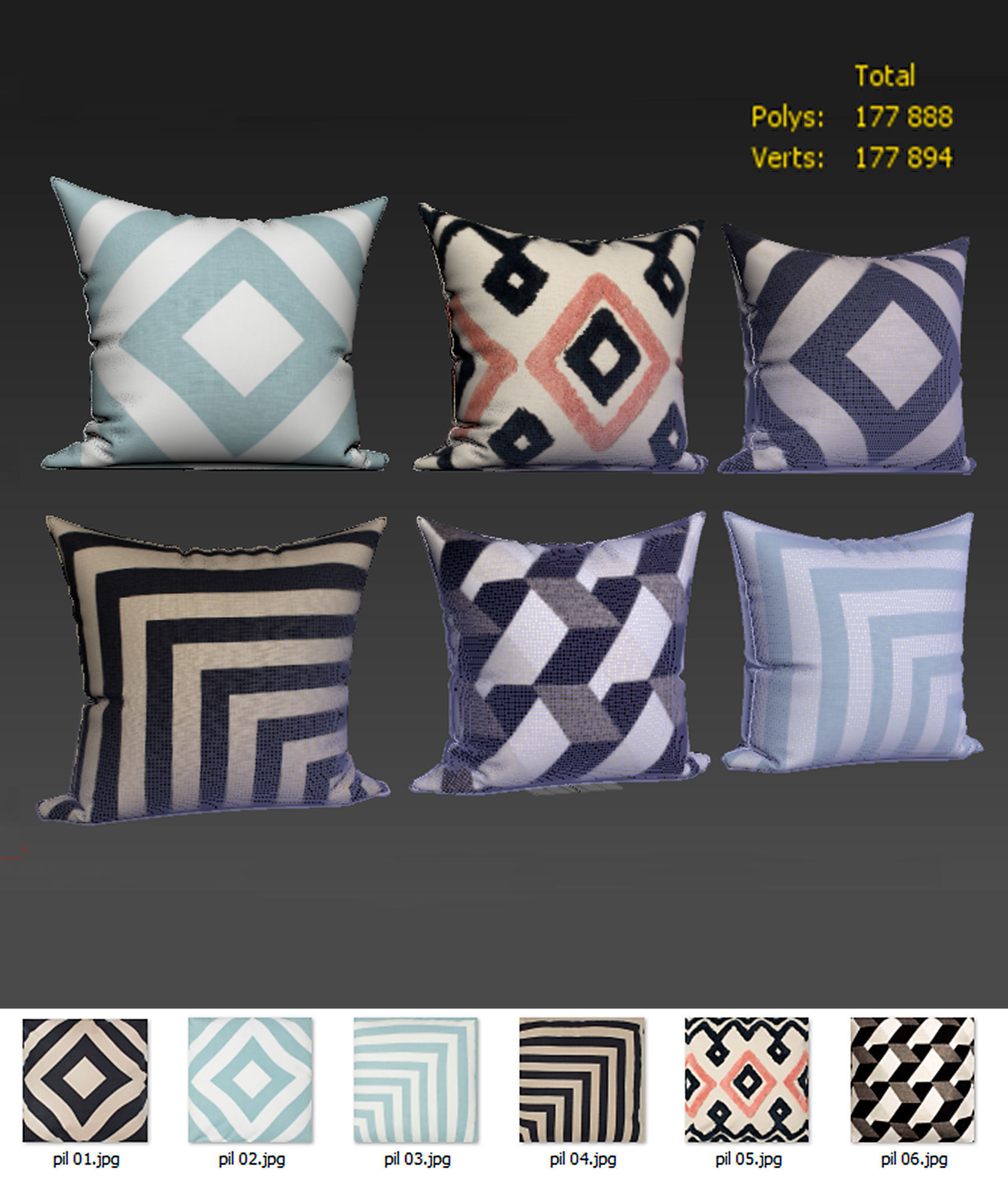 Decorative pillows Houzz set 155 3D model_25