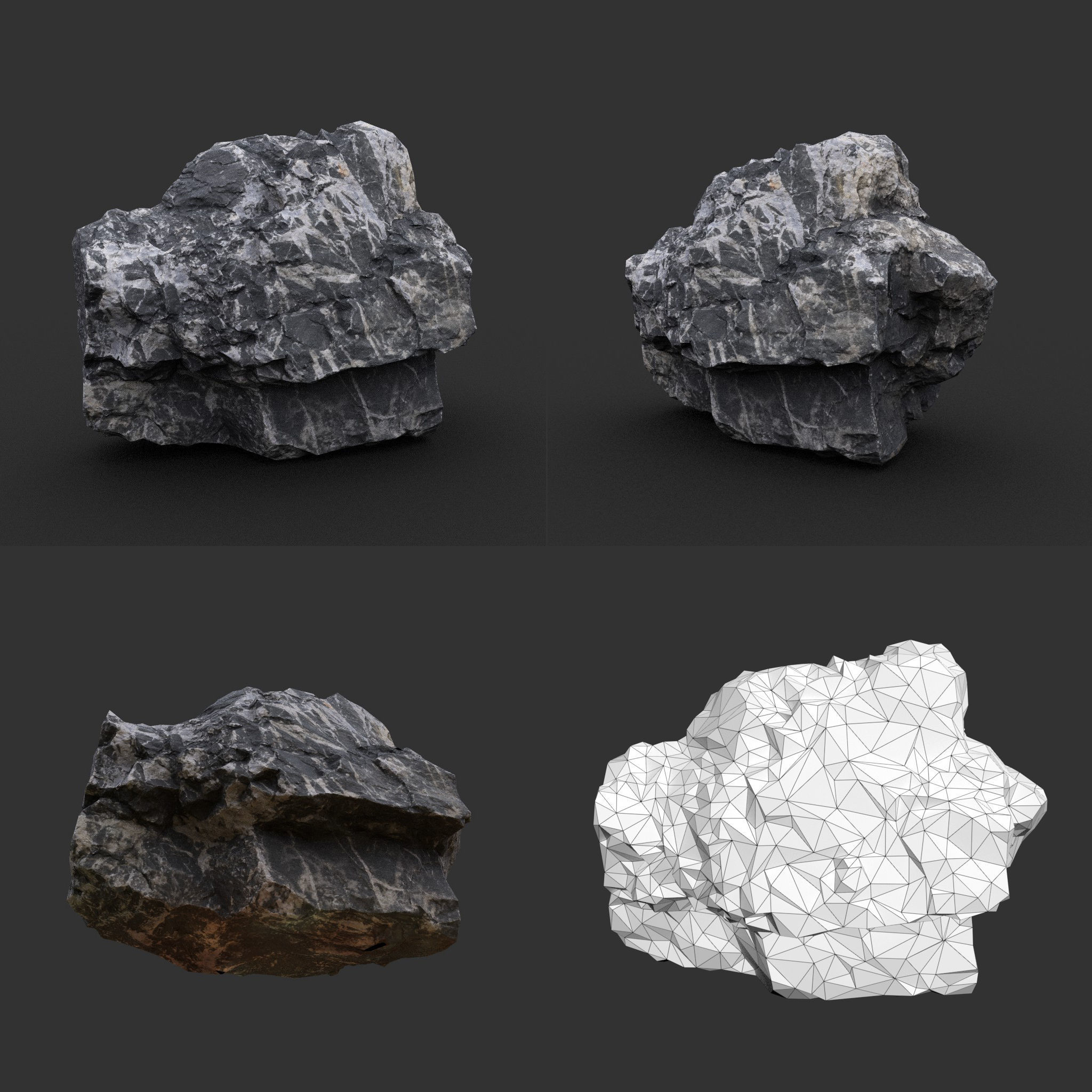 Gray Sharp Rock 220803 Photogrammetry - Ultra HD 16K Textures Low-poly 3D model_12