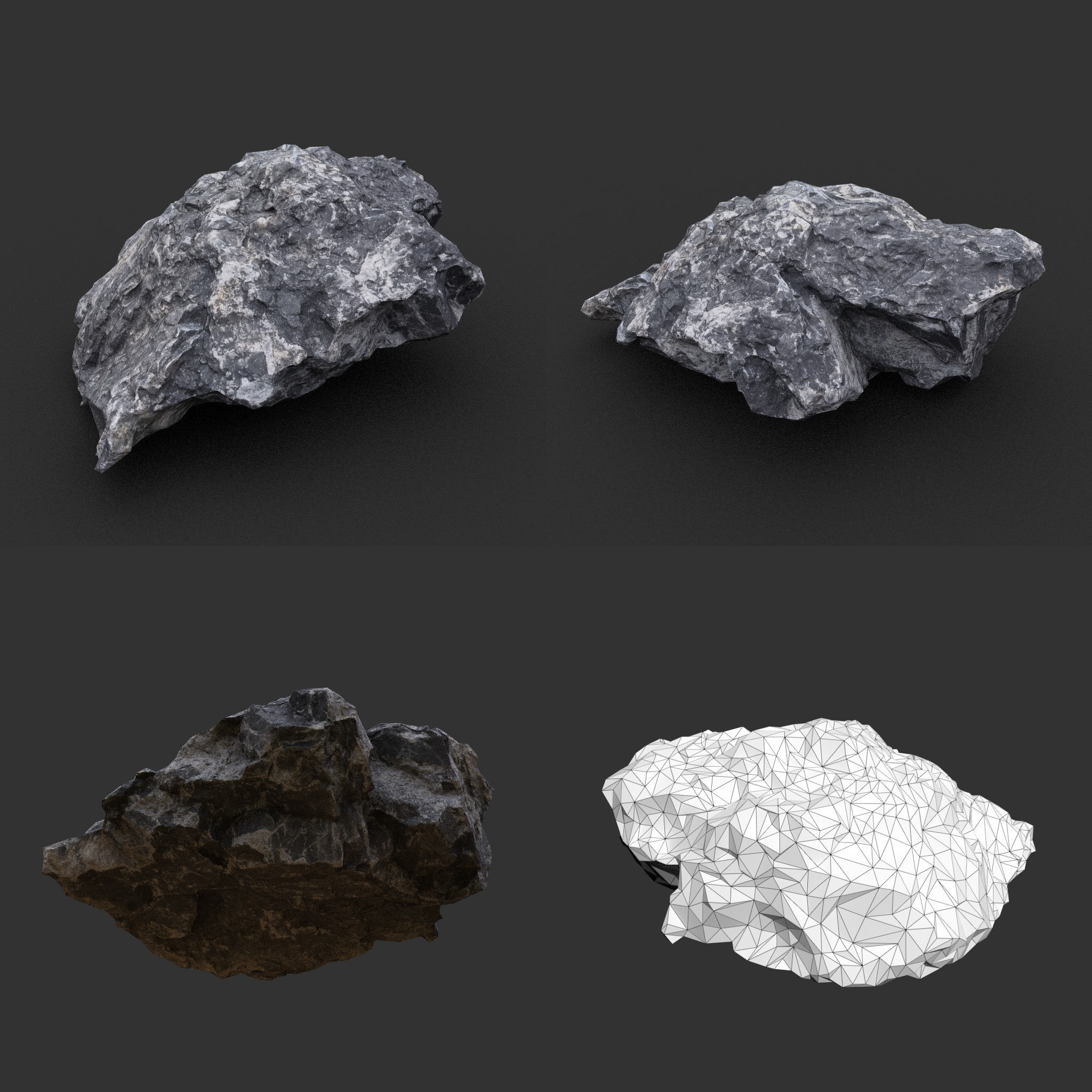 Gray Sharp Rock 220803 Photogrammetry - Ultra HD 16K Textures Low-poly 3D model_8